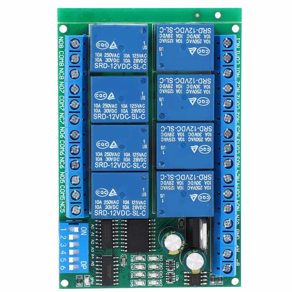 Relè scheda modulo di controllo apparecchi di distribuzione e controllo dell'energia relè programmabile per relè a 8 canali DC 12V