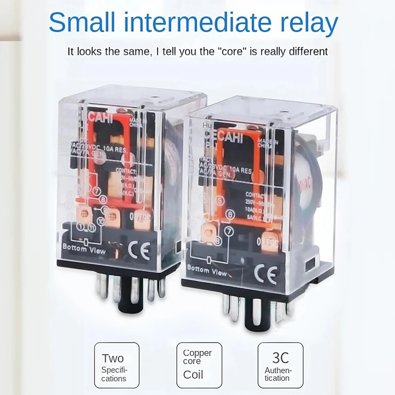 Binghe Rele 220v, Piccolo relè, Relè a doppio scambio,Relè di uso MK2P-I AC 220V bobina DPDT 8 pin con il suo zoccolo plug-in PYF83A Doppio contatto di scambio