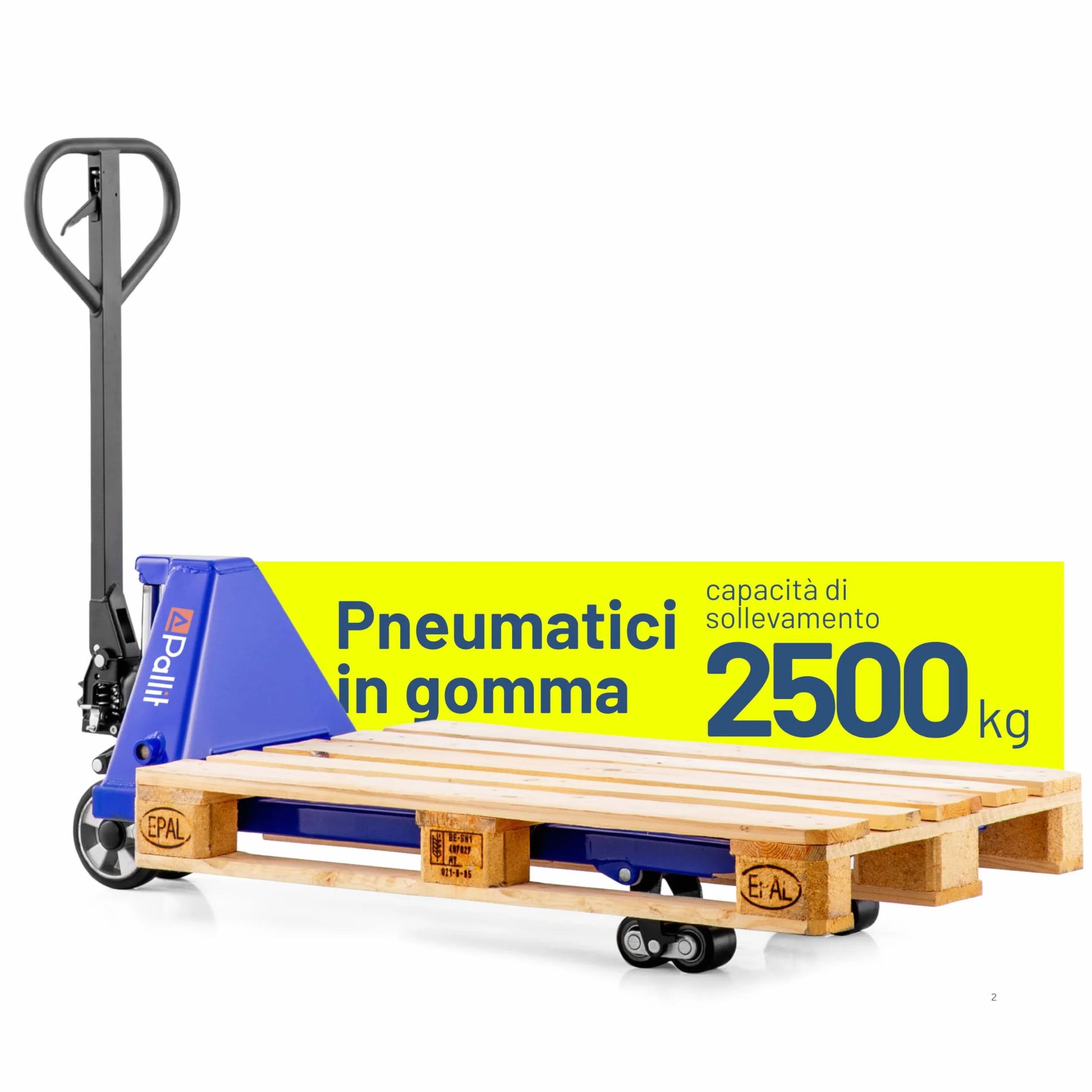 Pallit Transpallet manuale FIVE-R | portata 2500 kg | lunghezza delle forche 1150 mm | ruote in gomma | carello elevatore