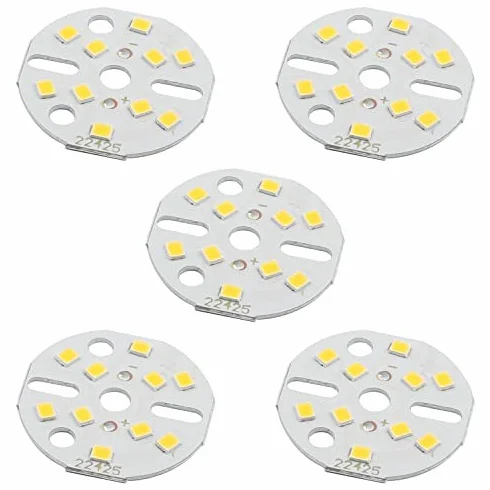 Othmro Chip LED da 5 W, diametro 32 mm, 2835 SMD LED, lampadina in alluminio 15-17 V, bianco caldo 3000 K, 120 lm, 5 pezzi