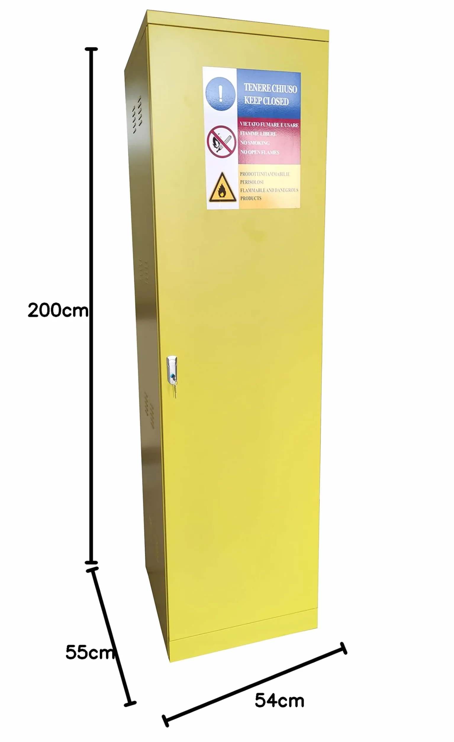 ARMADIO IN METALLO PER VERNICI E SOLVENTI, CM 54x55X200 H
