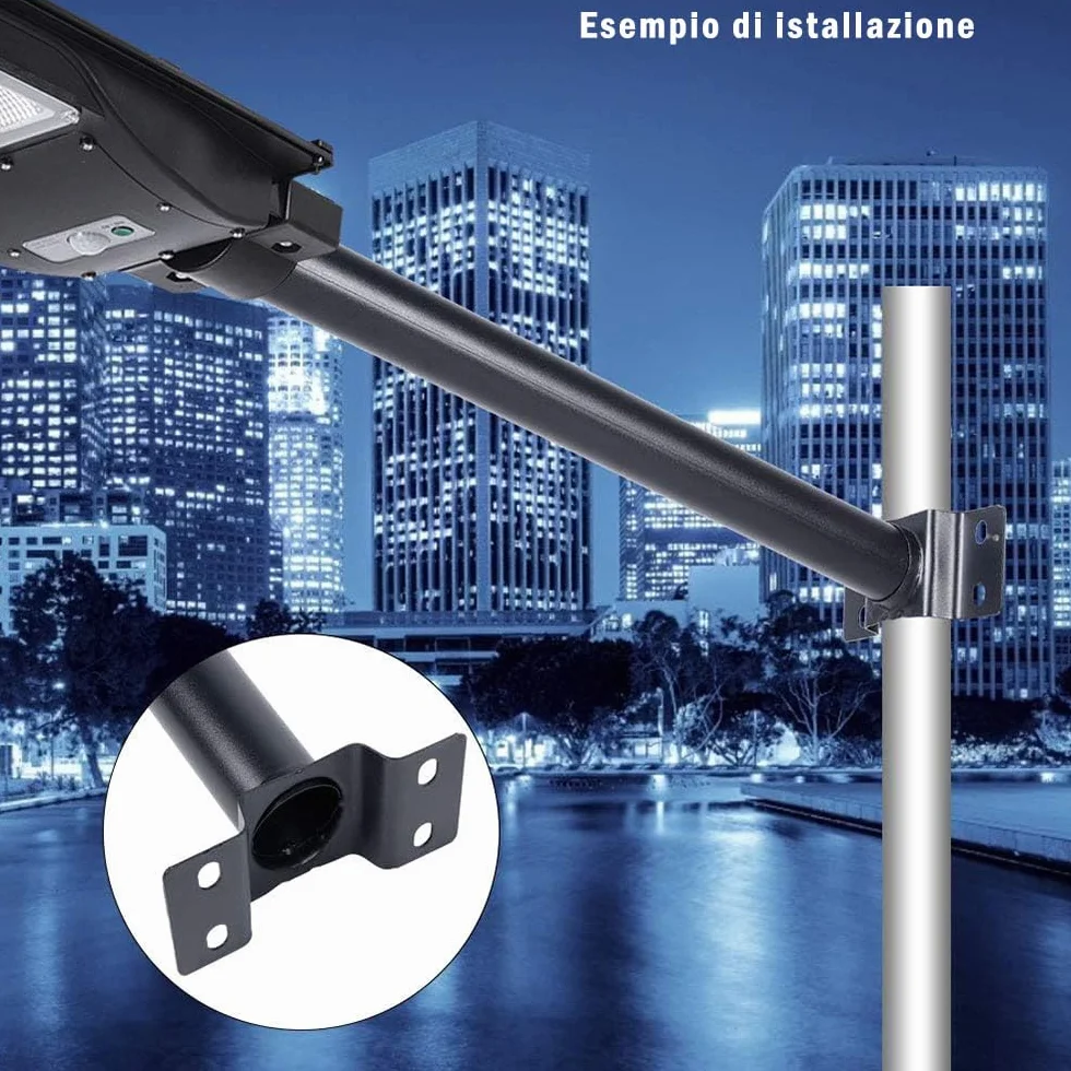 Vetrineinrete® Staffa supporto a muro per lampione stradale palo braccio faro metallo 45 cm