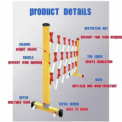 Guardrail mobile espandibile con ruote, cancello di sicurezza pieghevole, recinzione traffico regolabile