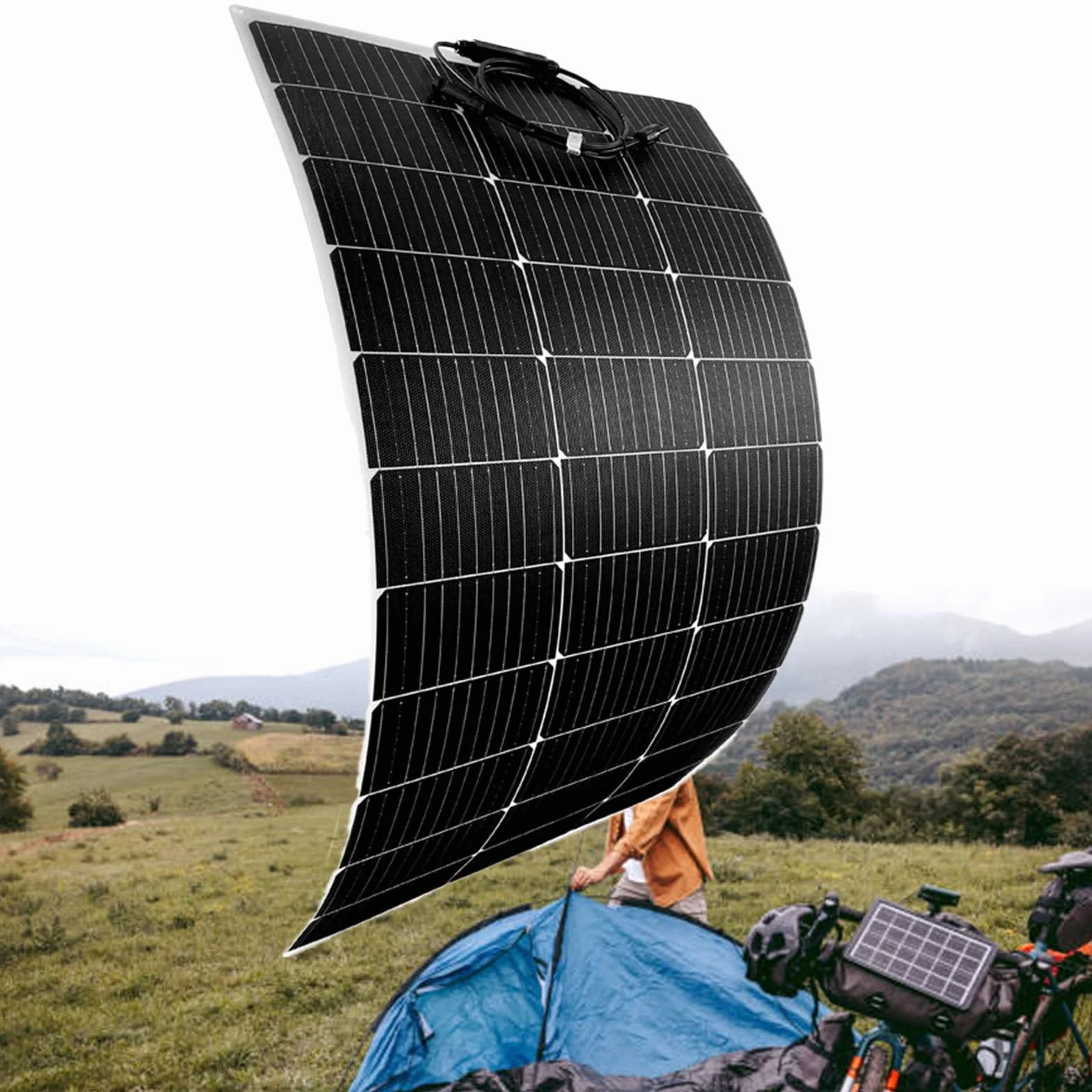 Pannello Solare Flessibile 150W/200W/300W/400W/520W, Pannelli solari monocristallini 36V modulo ad Alta efficienza di Carica della Batteria Alimentazione fotovoltaica per la Ricarica,150W