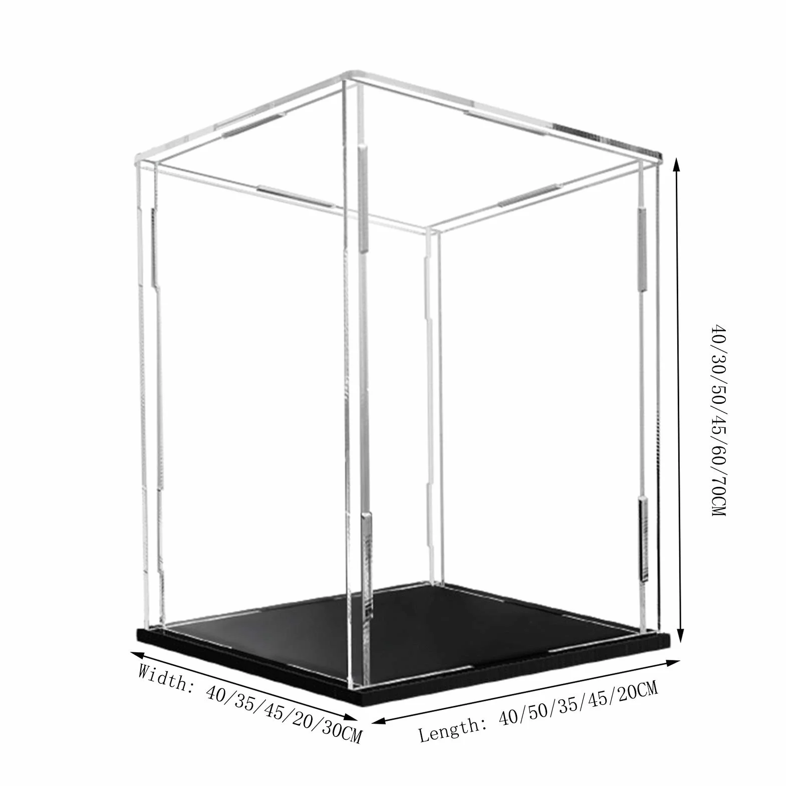 Acrilico Vetrina Espositiva Cubo di Prova Personalizzabile 40x40x40CM