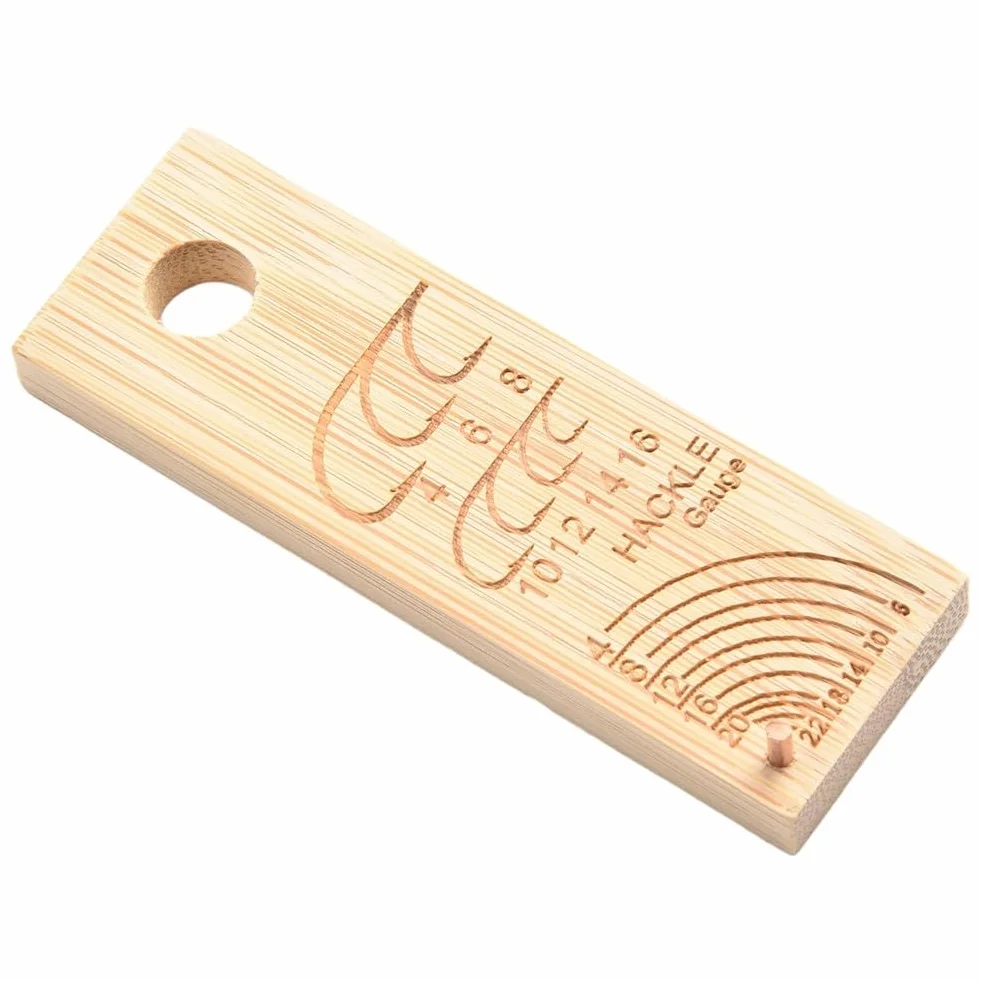 Calibro per pesca a mosca strumento misurazione ami 4-16 hackle 4-22 legno girevole 76x25 mm