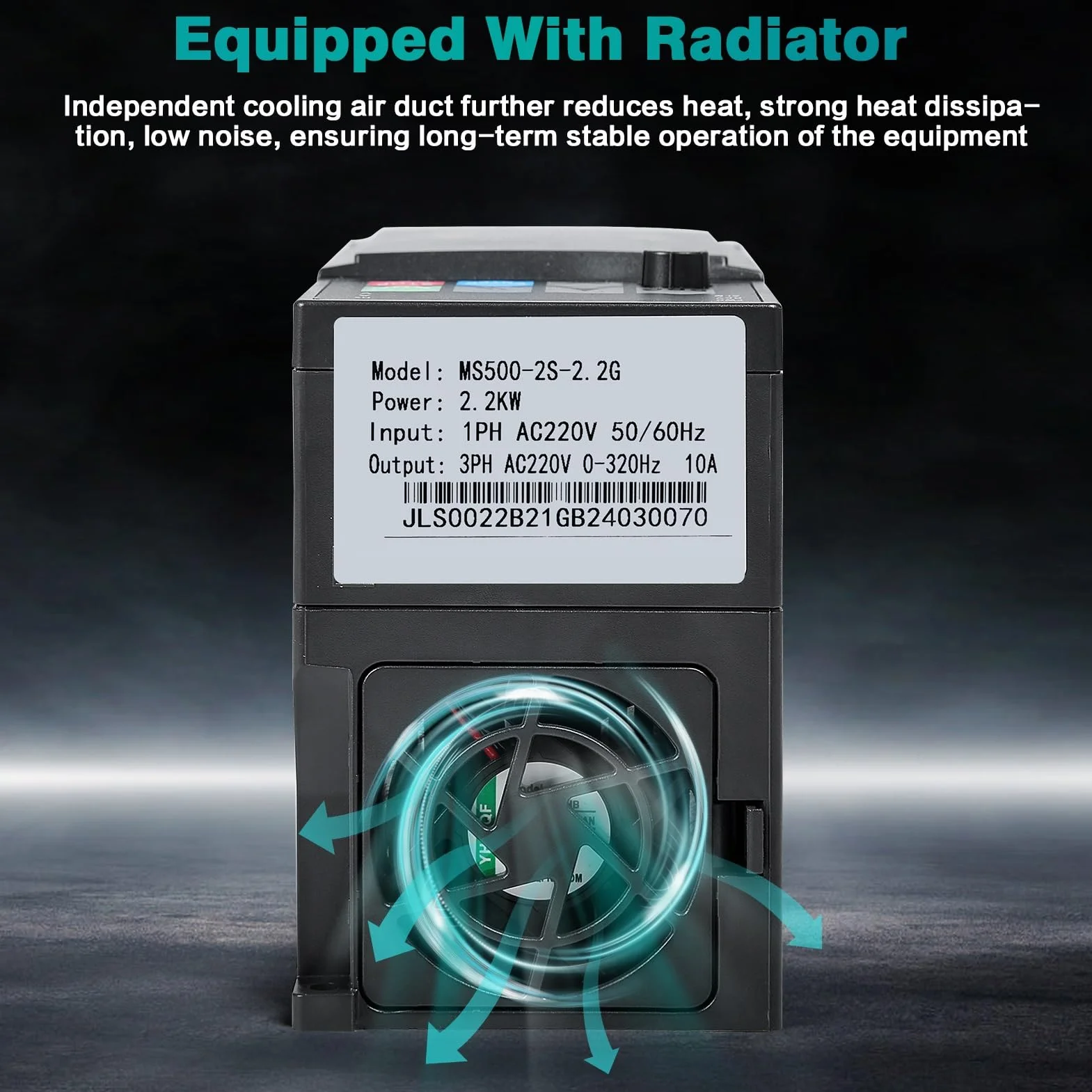 DEWIN Inverter per Motori Trifase 2.2 KW 220V Ingresso Monofase Uscita Trifase,Azionamento a Frequenza Variabile VFD Regolatore velocità del Motore 220V(Modello di Fabbrica:MS500-2S-2.2G）