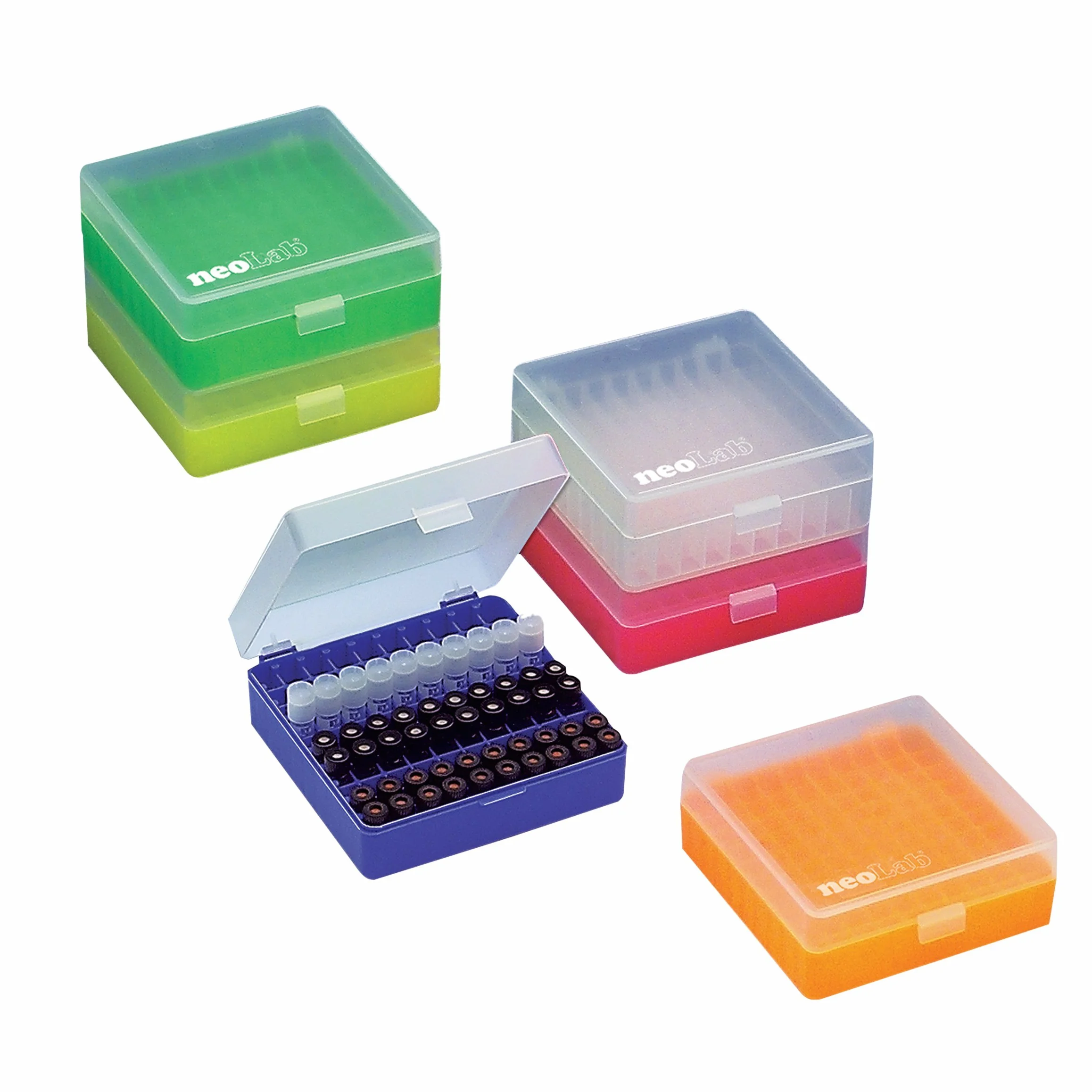 Neolab Neobox 100 scatole impilabili in polipropilene per flaconcini 12 mm trasparente