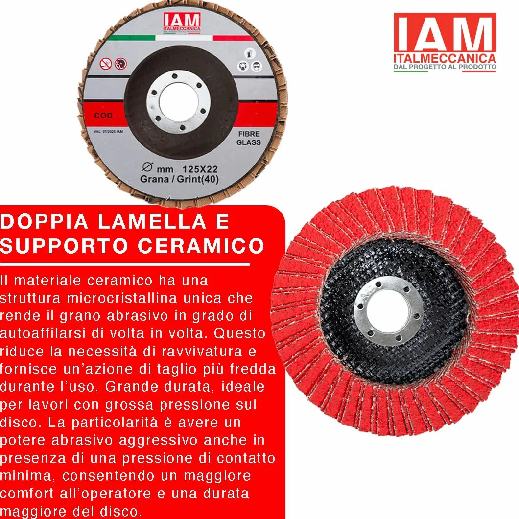 Flap Disc Ceramico Doppia Lamella | 125 x 22 mm | Grana 40 | 10 Pezzi | Dischi smerigliatrice | Dischi Lamellari Professionali Abrasivo Zirconio |Dischi Abrasivi Lamellare