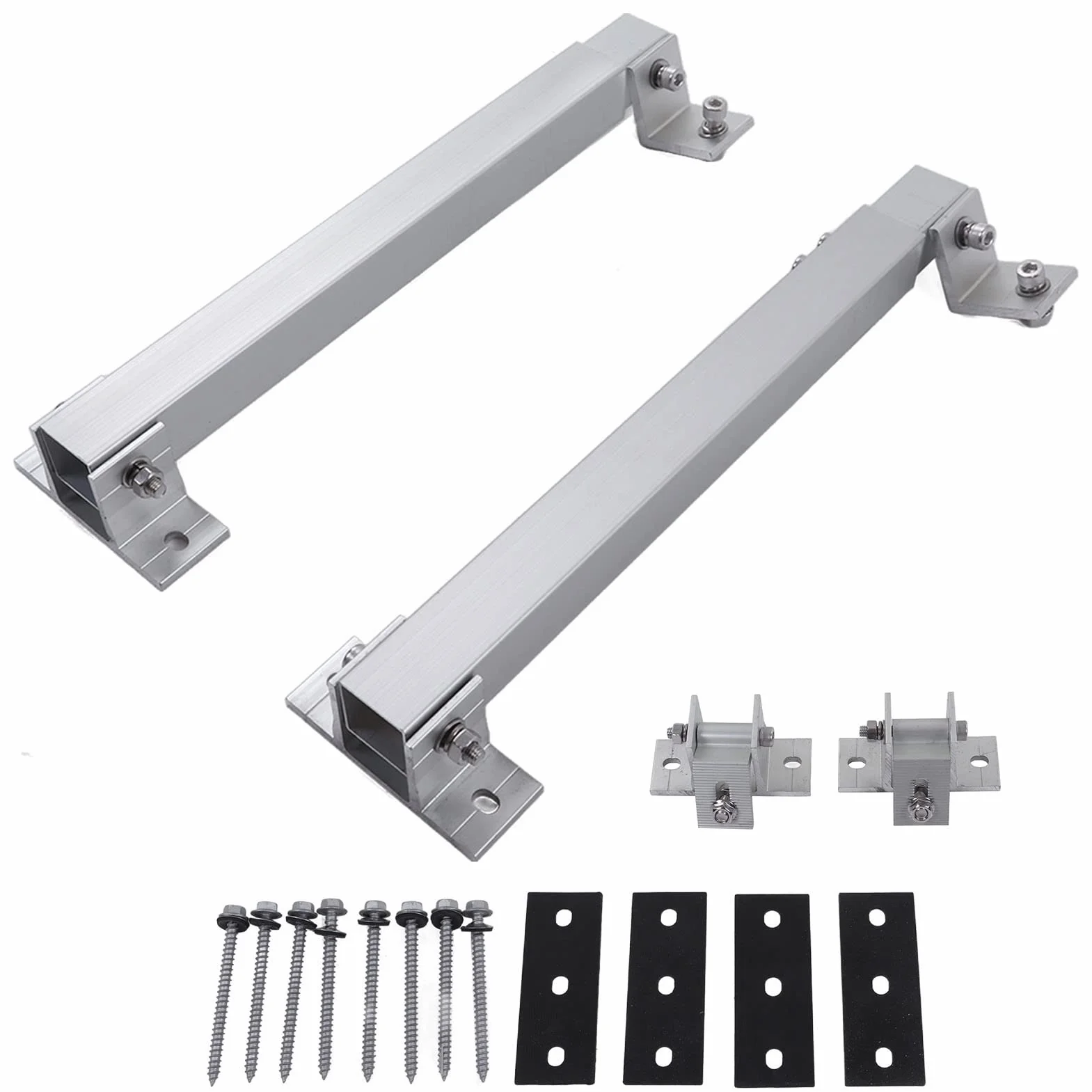 JEOZBM Staffe di Montaggio per Pannelli Solari, Set di Staffe di Montaggio per Pannelli Solari Regolabili, Supporto per Pannelli Solari per Installazione su Tetto, Balcone e Terreno