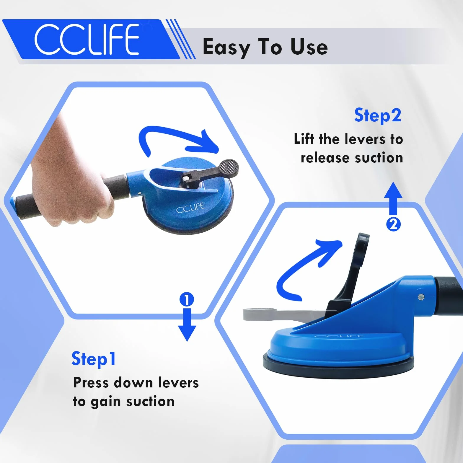 CCLIFE 2x 60 kg Sollevatore Doppia Ventosa per Vetri Metallo Plastica Superfici Lisce