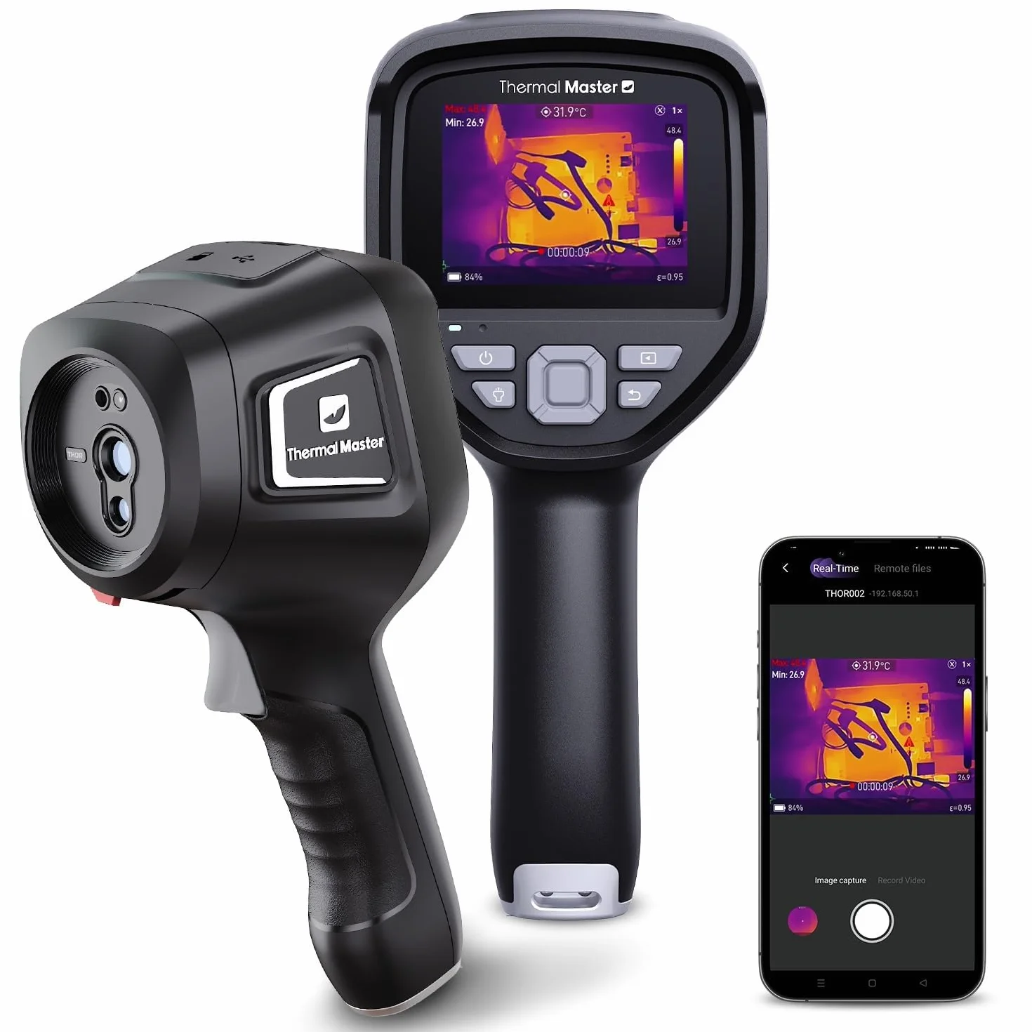 Termocamera Risoluzione IR super 512x384 Termocamera a infrarossi per ispezioni industriali Schermo da 3,5 pollici 2M pixel Termocamera visiva, -20°C - 550°C Termocamera portatile 40mK (Thor002)