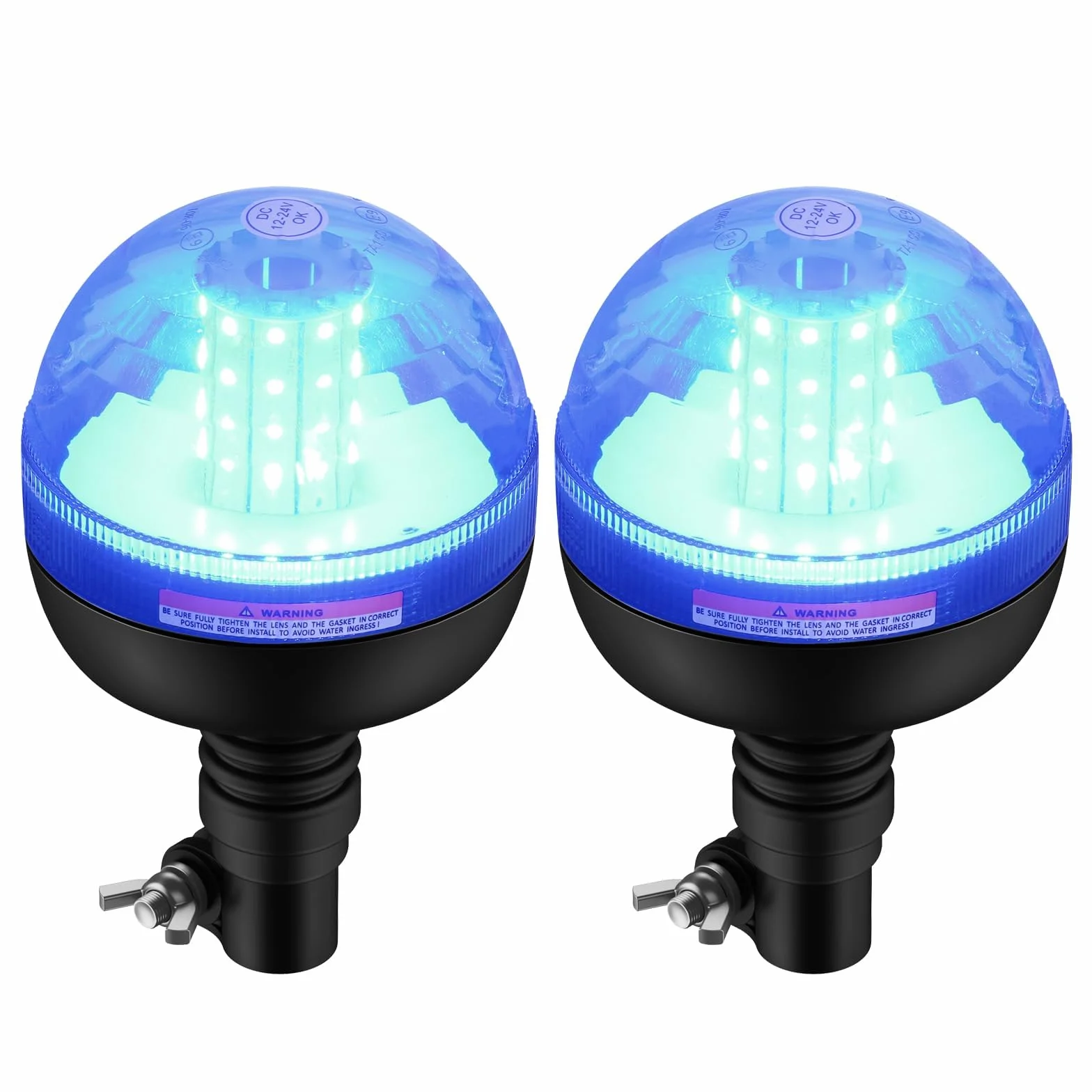 Justech 2 X Luce Lampeggiante Stroboscopica 40LED 12V/24V Impermeabile con 3 Modalit¨¤ Illuminazione Avviso di Lampeggiamento Palo DIN Arancione per Rimorchio Trattore Camion-Blu