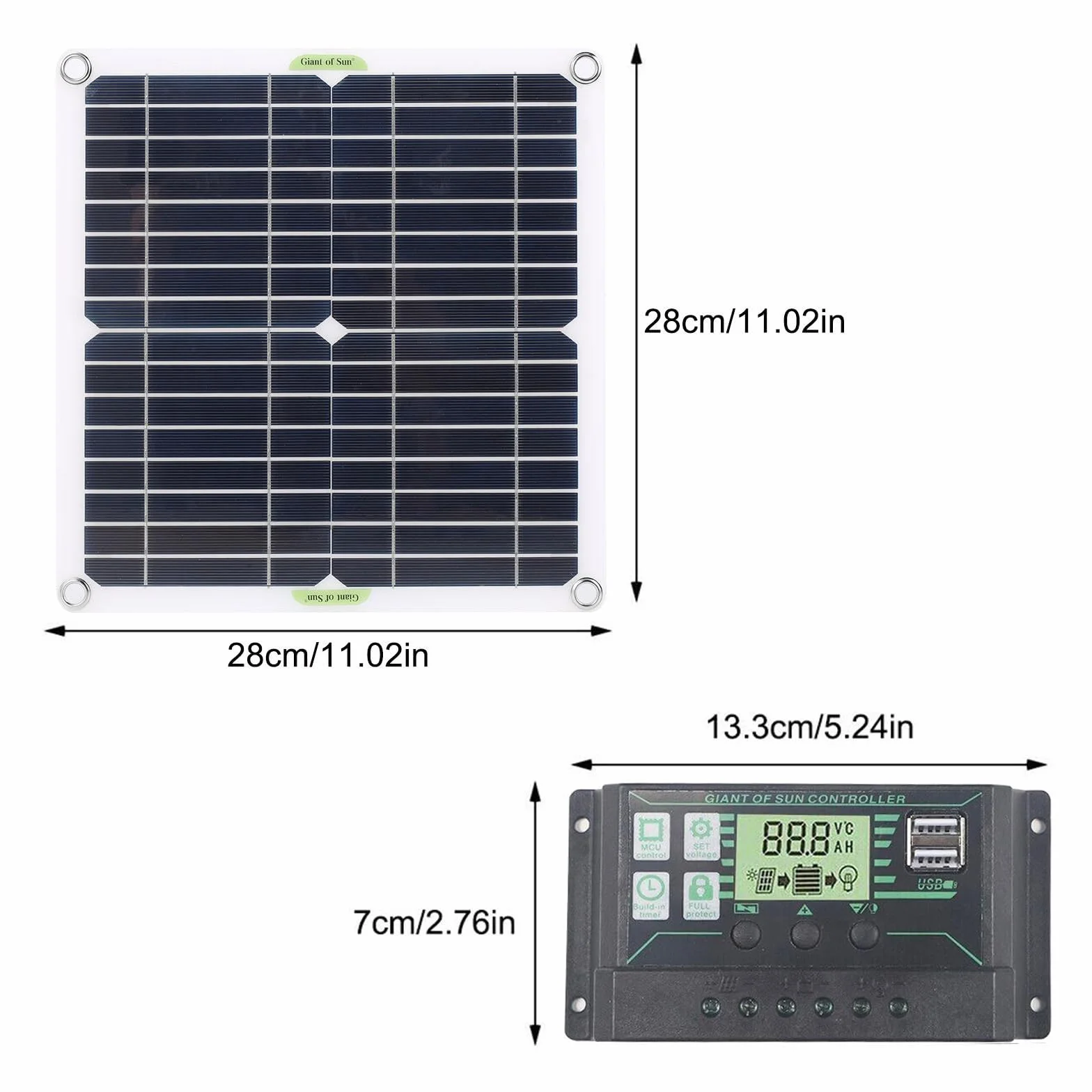 30W Solare Pannello Kit, Caricabatterie per Pannello Solare Fotovoltaico da 12V Con Linea di Ricarica 10 In 1 Controller 100A, Power Bank di Ricarica All'Aperto per Roulotte, Barca, Campeggio, Pesca
