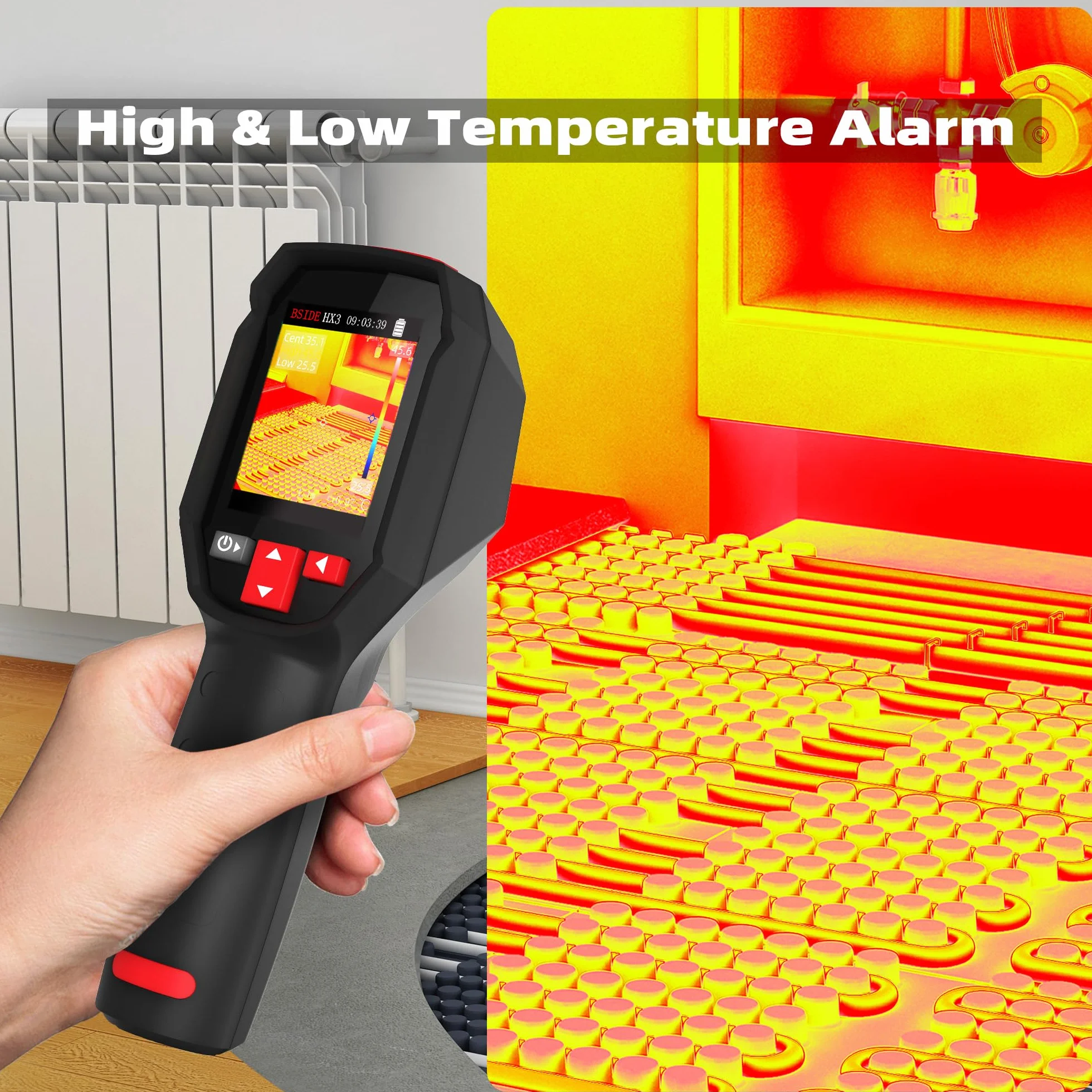 BSIDE HX3 Termocamera Portatile 240x240 Alta Risoluzione Telecamera Termica 25Hz -20-550℃ Termocamera Infrarossi Ricaricabile con 15 Palette Colori per Perdite Acqua HVAC Elettronica Edilizia