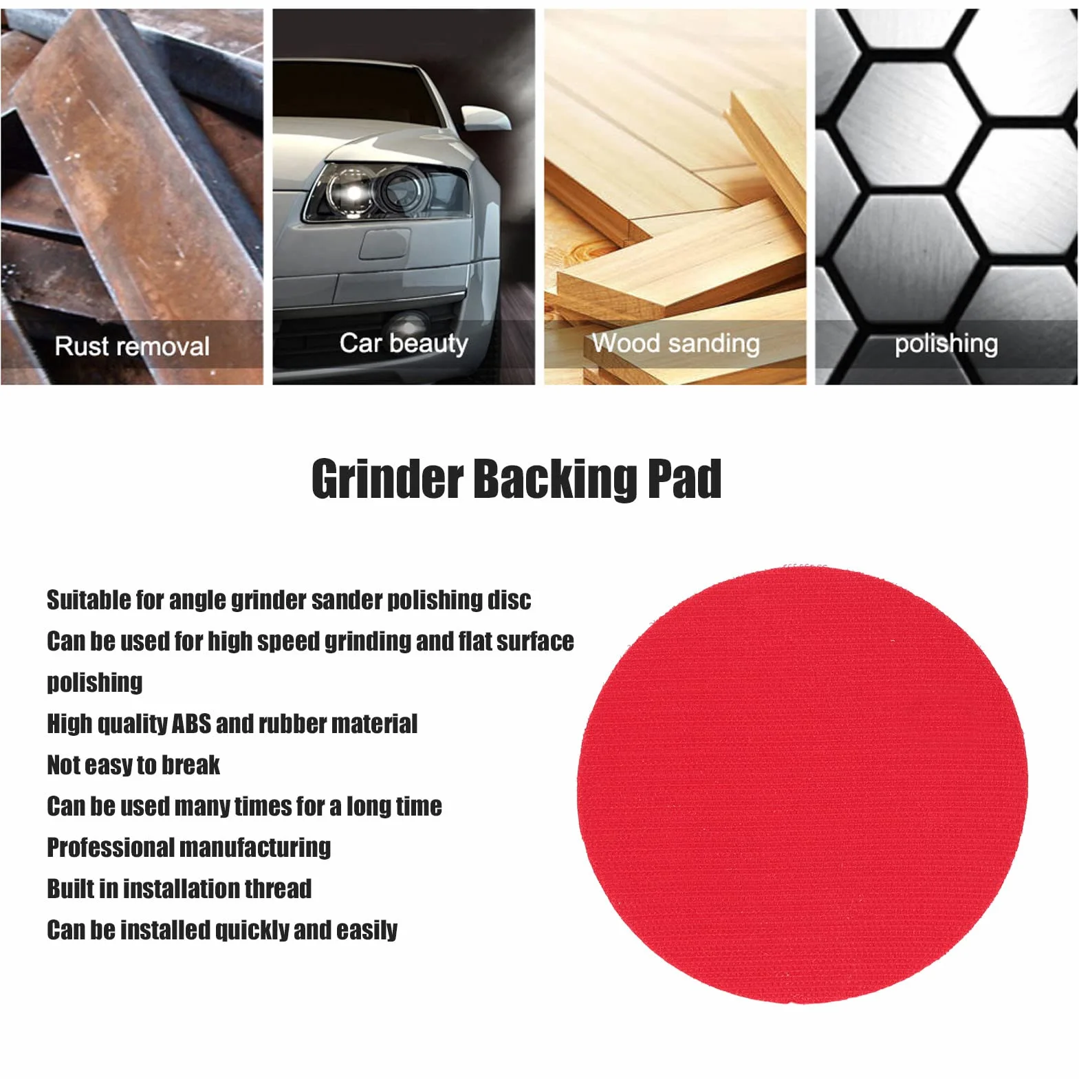 Platorello per Smerigliatrice, Diametro 125mm, Interfaccia Filettata M14, Velocità Massima 12500 Giri/Min, Piastra Inferiore Rossa Esagonale, Adatto per Mole Abrasive per Levigatrice