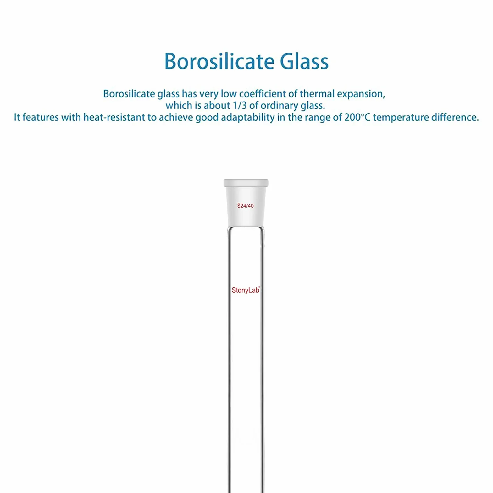 stonylab Colonna di Cromatografia, Diametro Interno di 25,4 mm, Lunghezza Effettiva di 254 mm, Tappo di Sabbia G2, Giunto Conico Standard 24/40, Vetro Borosilicato, per Applicazioni di Laboratorio