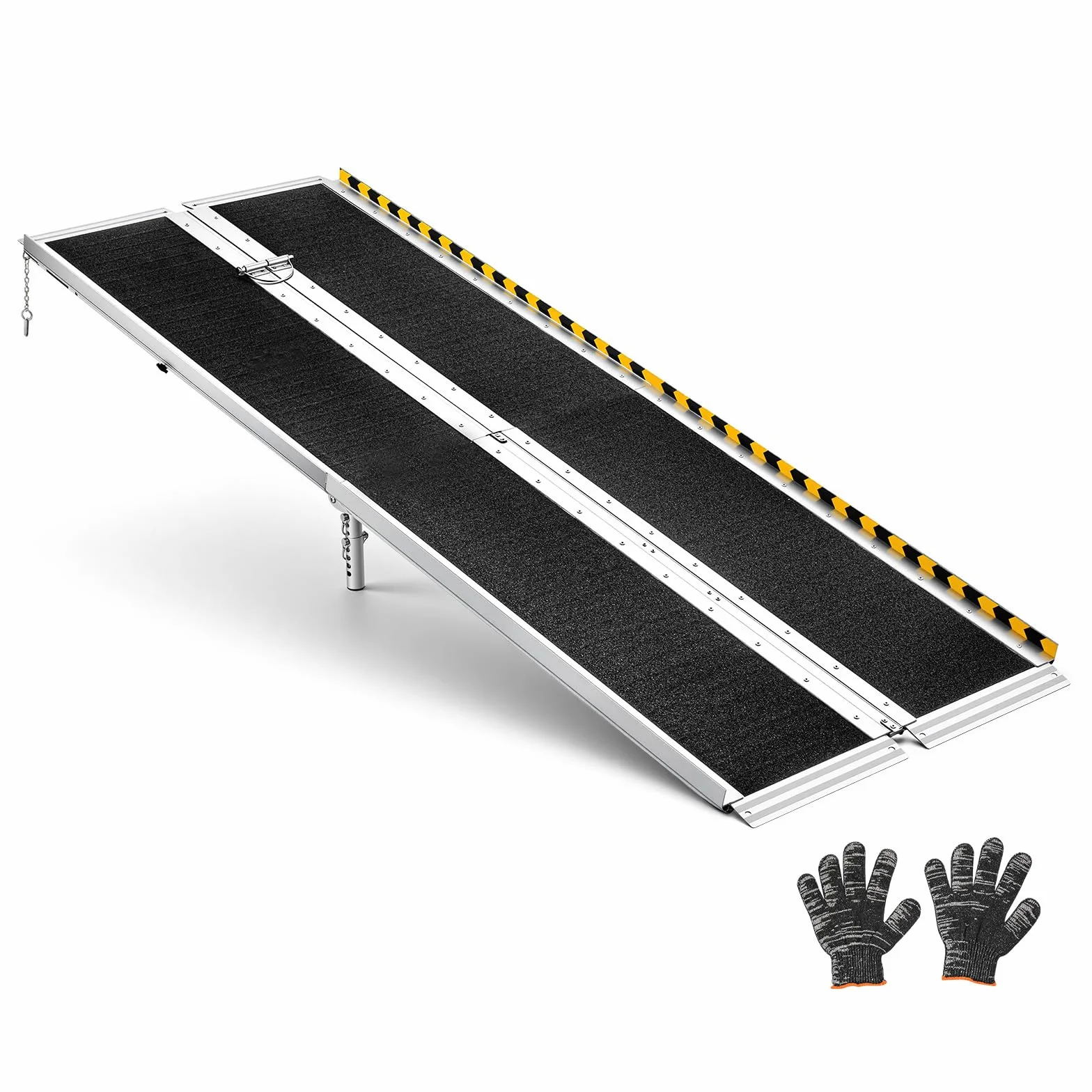 VEVOR Rampa Pieghevole per Sedie a Rotelle, 244 cm, Rampa Portatile in Alluminio Resistente, Superficie Antiscivolo, Portata Massima 363 kg, per Gradini, Scale, Ingressi, Porte, Soglie, Scooter