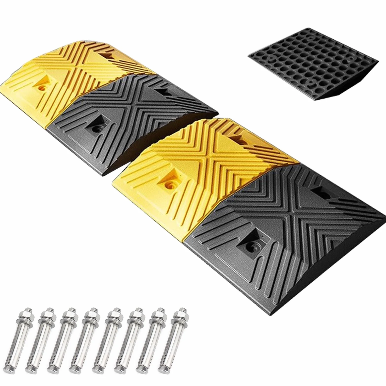 WXXZCE 2Pcs 50cm Dossi Artificiali in Gomma, Dossi Rallentatori for Impieghi Gravosi Dossi Stradali Modulari, per Strade, Garage, Asfalto, Cemento, Ghiaia, capacità di Carico 200 T