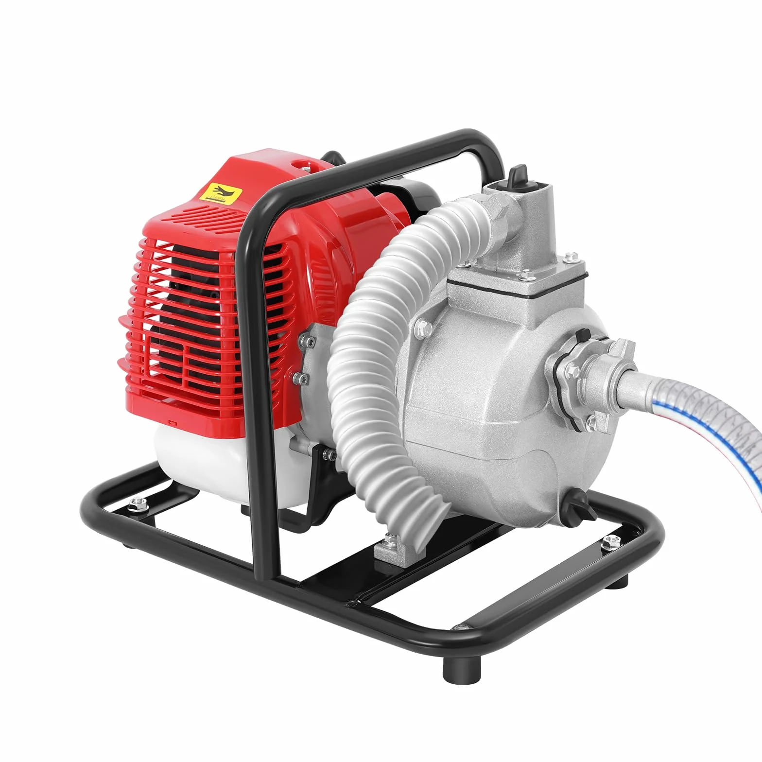Pompa dell'acqua a benzina da 43 cc, motore a 2 tempi con 1,7 CV, pompa dell'acqua portatile da 1,25 kW, portata 10 m³/h, prevalenza massima 30 m, 8500 giri/min