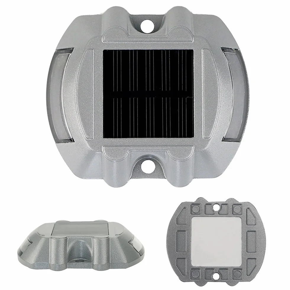 Luci Solari per Deck, Luci LED Road Studs, Lampada di Sicurezza Stradale Lampeggiante di Avvertimento, Marcatura Quadrata per Recinzione Esterna (Blu)