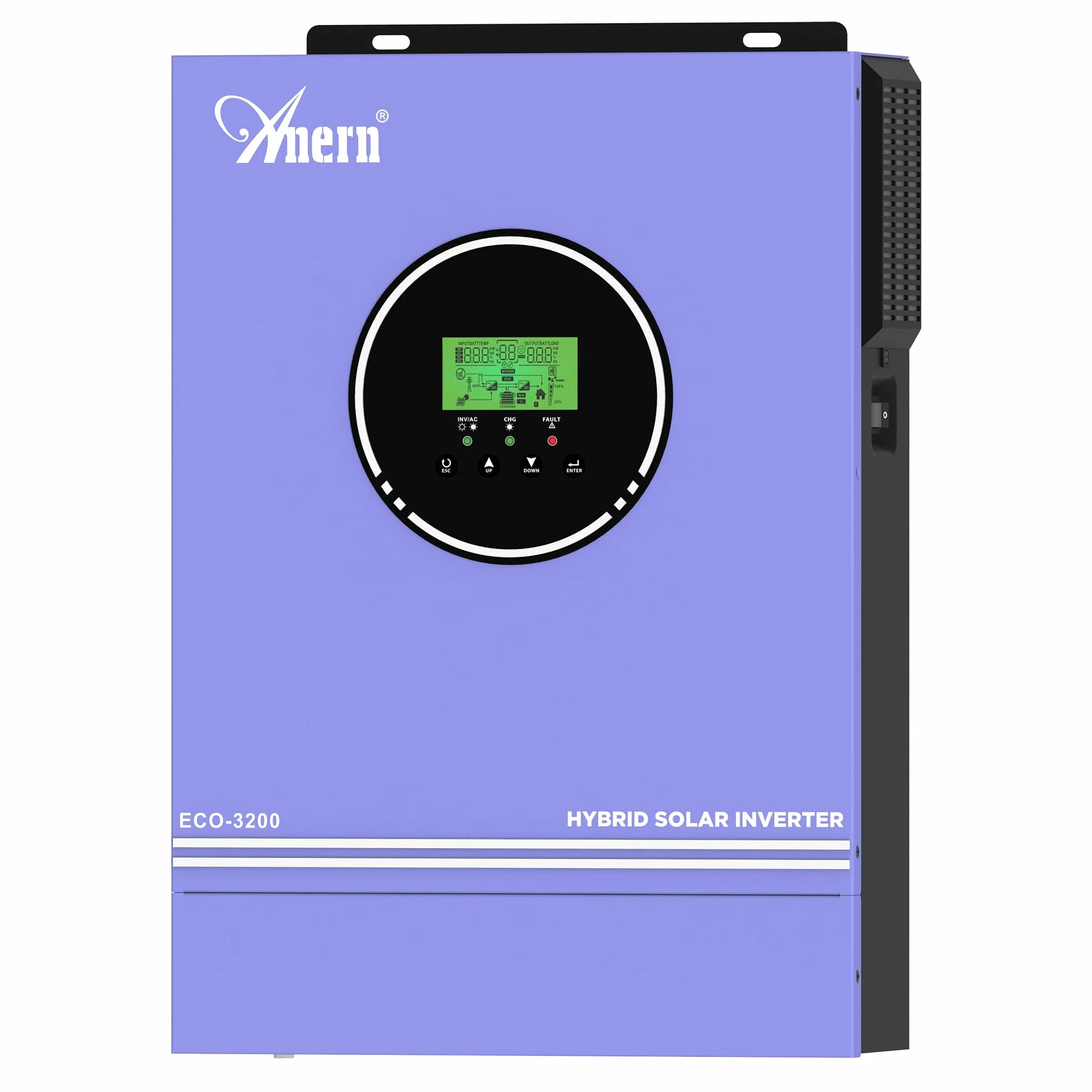 Anern Inverter ibrido da 3200W 24V DC a 220 V/230 V AC con regolatore solare 80A, ingresso PV max.400V, Inverter Fotovoltaico funzionamento con batterie al piombo da 24 V e al litio