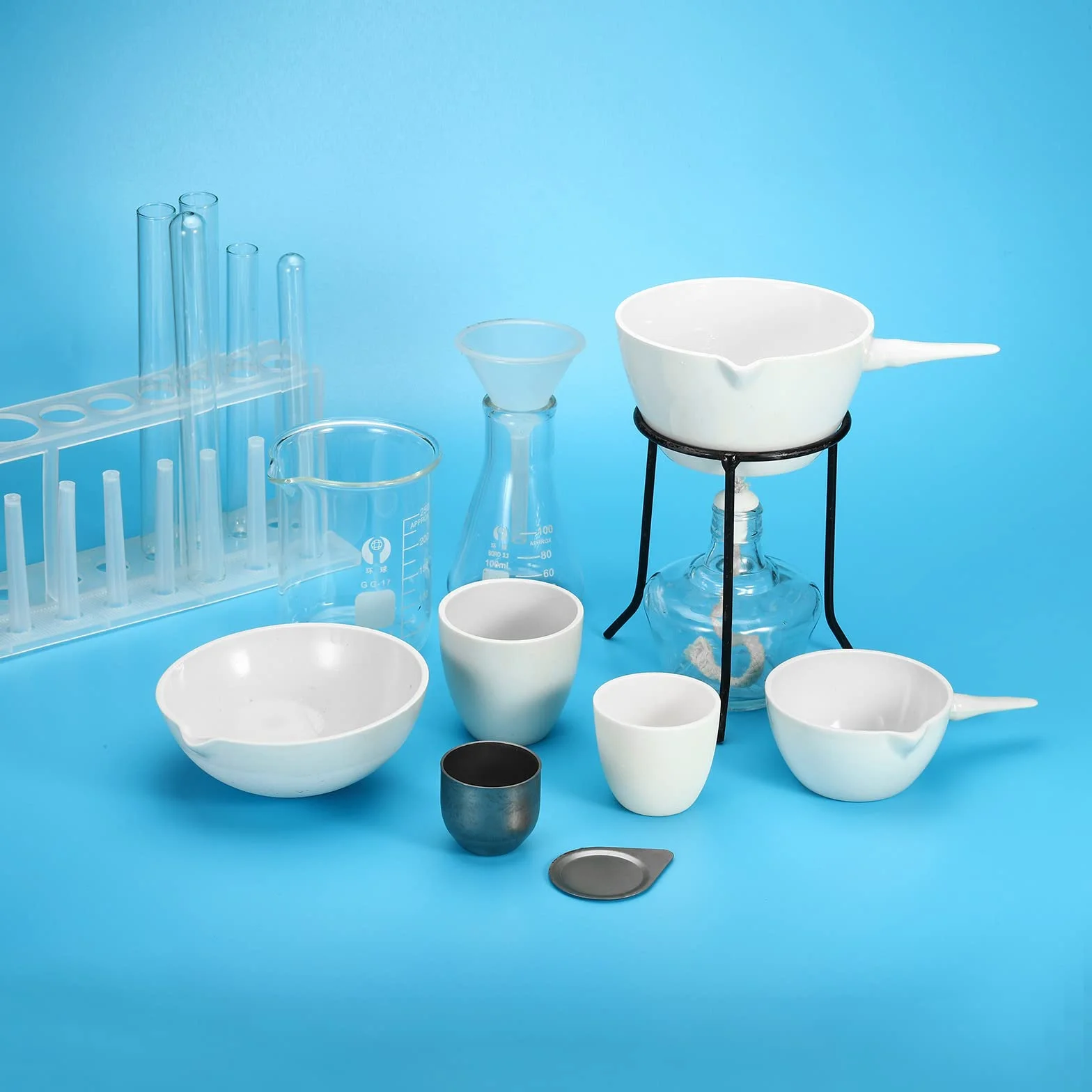 PATIKIL 100ml Crogiolo Porcellana con Coperchio Vaso Ciotola Alta Forma Evaporazione per Laboratorio Aula