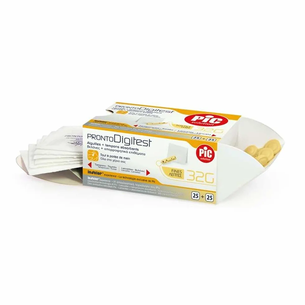 Pic Solution Pronto Digitest G32 Kit 25 Lancette 25 Tamponcini Controllo Glicemia