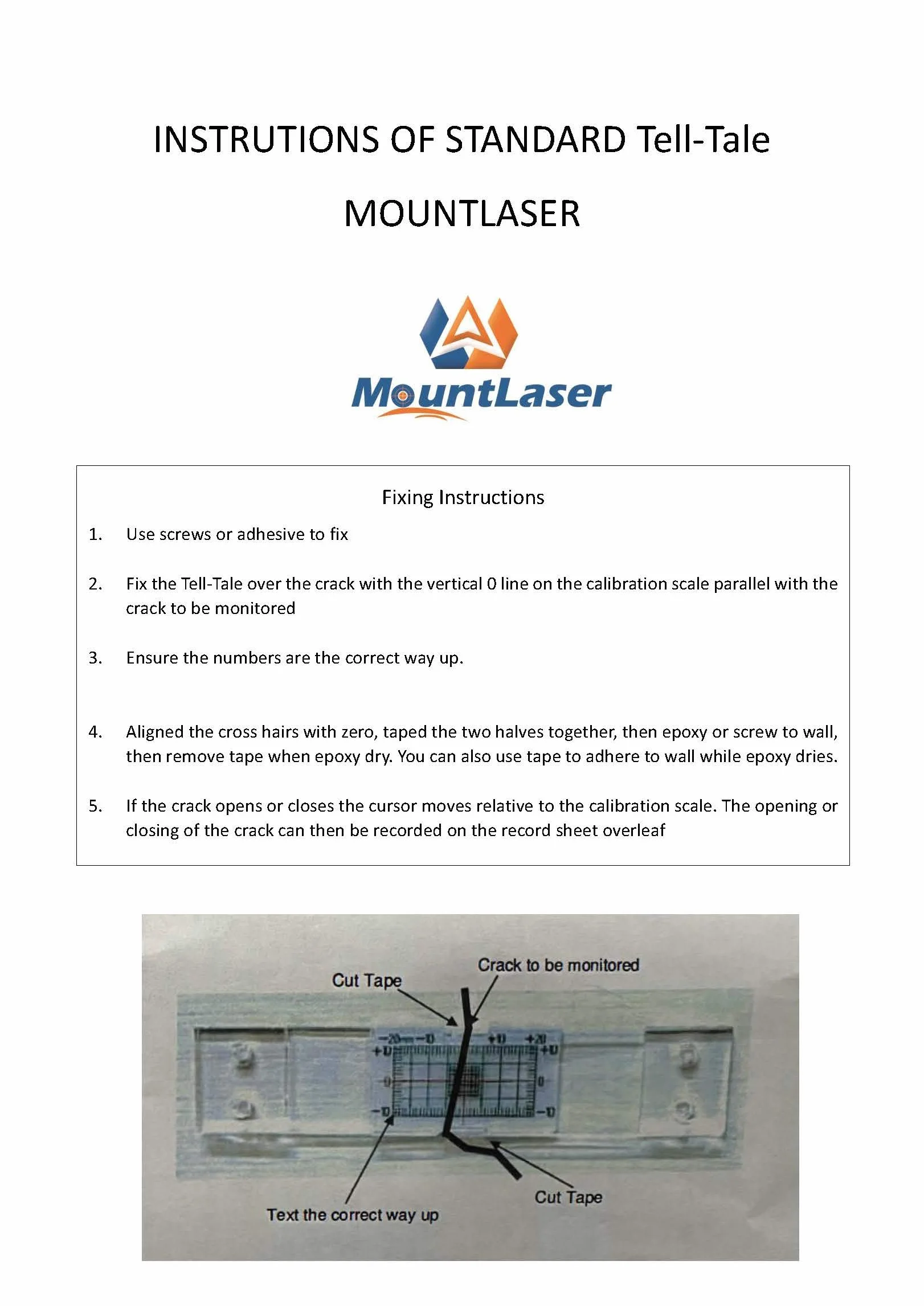 Registrazione di monitoraggio delle crepe, monitor standard per la rivelazione standard e angolare Tell-Tale (20PCS)