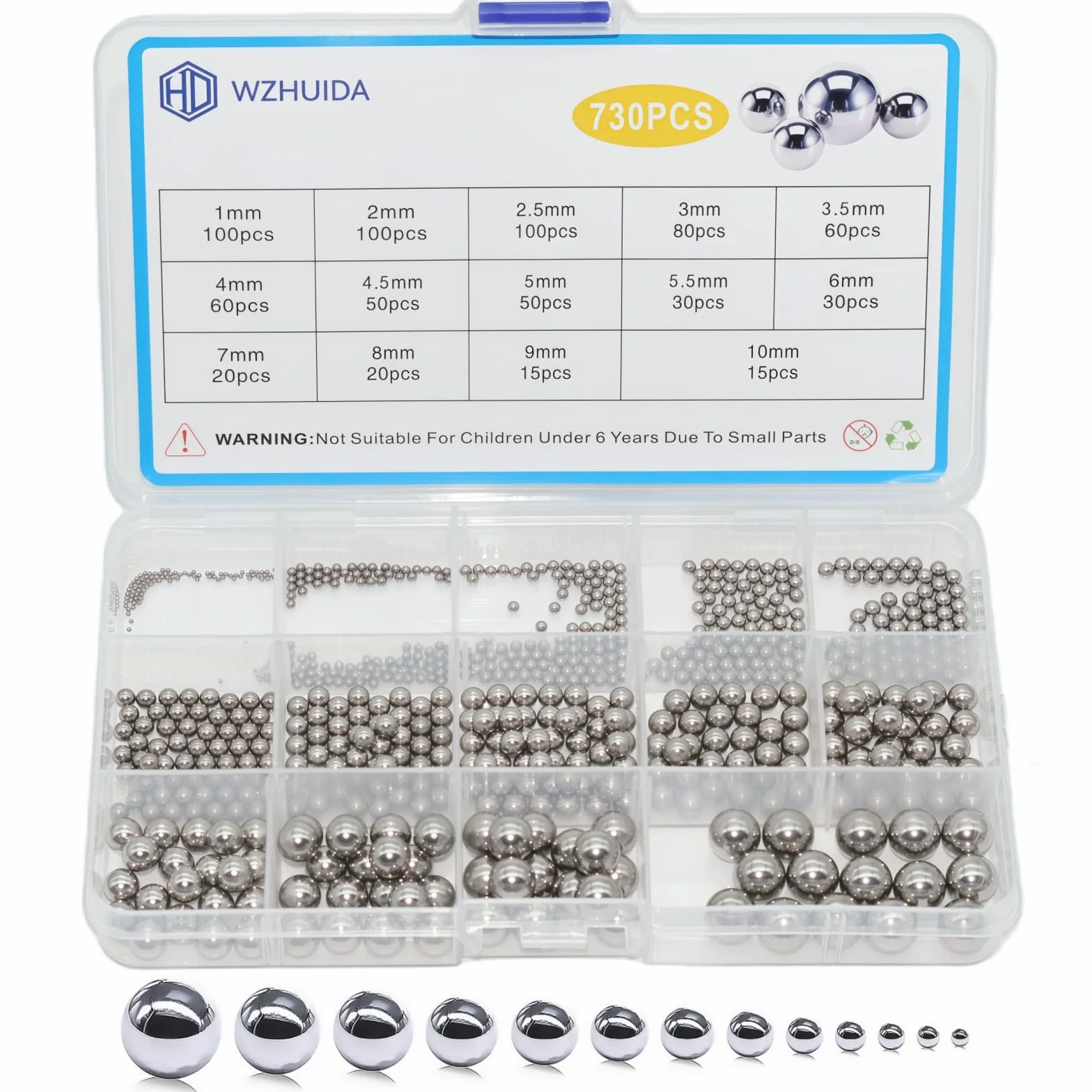Sfere in acciaio inox 730 pezzi 1/2/2.5/3/3.5/4/4.5/5/5.5/6/7/8/9/10 mm per biciclette mountain bike