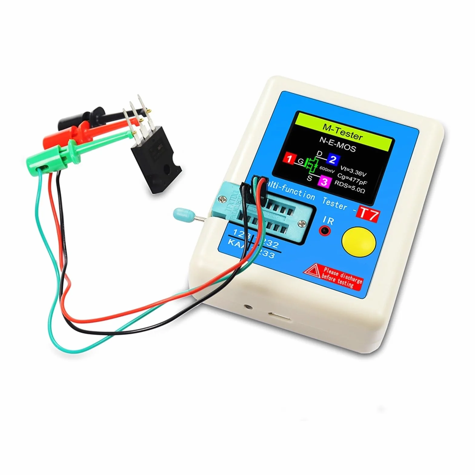 LCR-T7 Transistor Meter Multi-meter Tester Di Resistenza Capacitiva Diodo Triodo Condensatore Resistor LCR NPN PNP MOSFET Accurato Analisi Rilevamento Completa