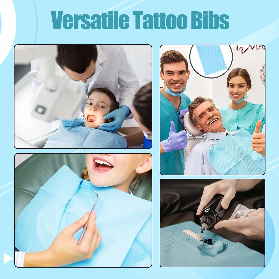 Bavaglini dentali usa e getta 33 x 45,7 cm 3 strati impermeabili