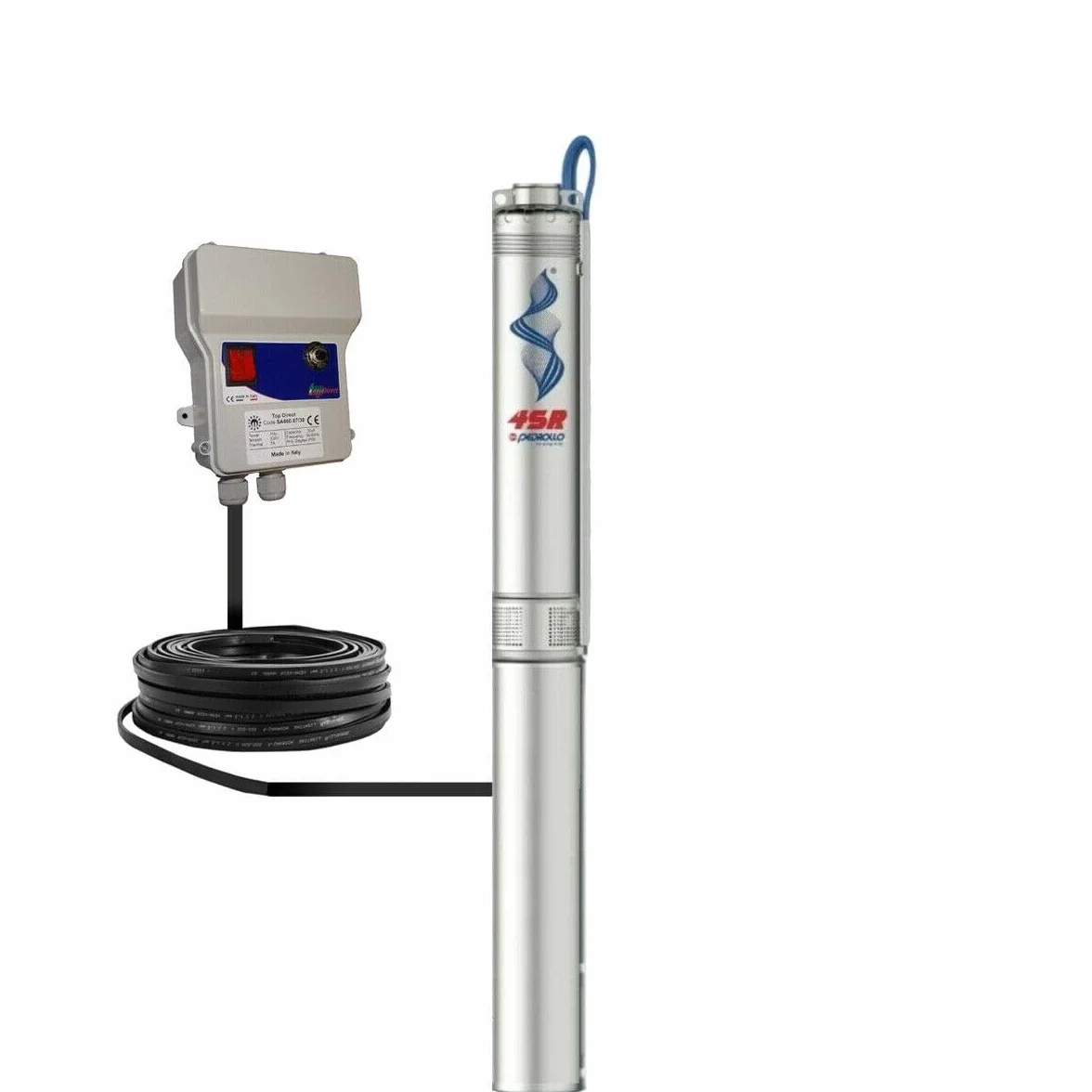 4SR6/9 POMPA COMPLETA SOMMERSA X POZZI 4" PEDROLLO 4SR6M/ HP1.5 150LT/MIN (V230+CAVO 30MT+BOX)