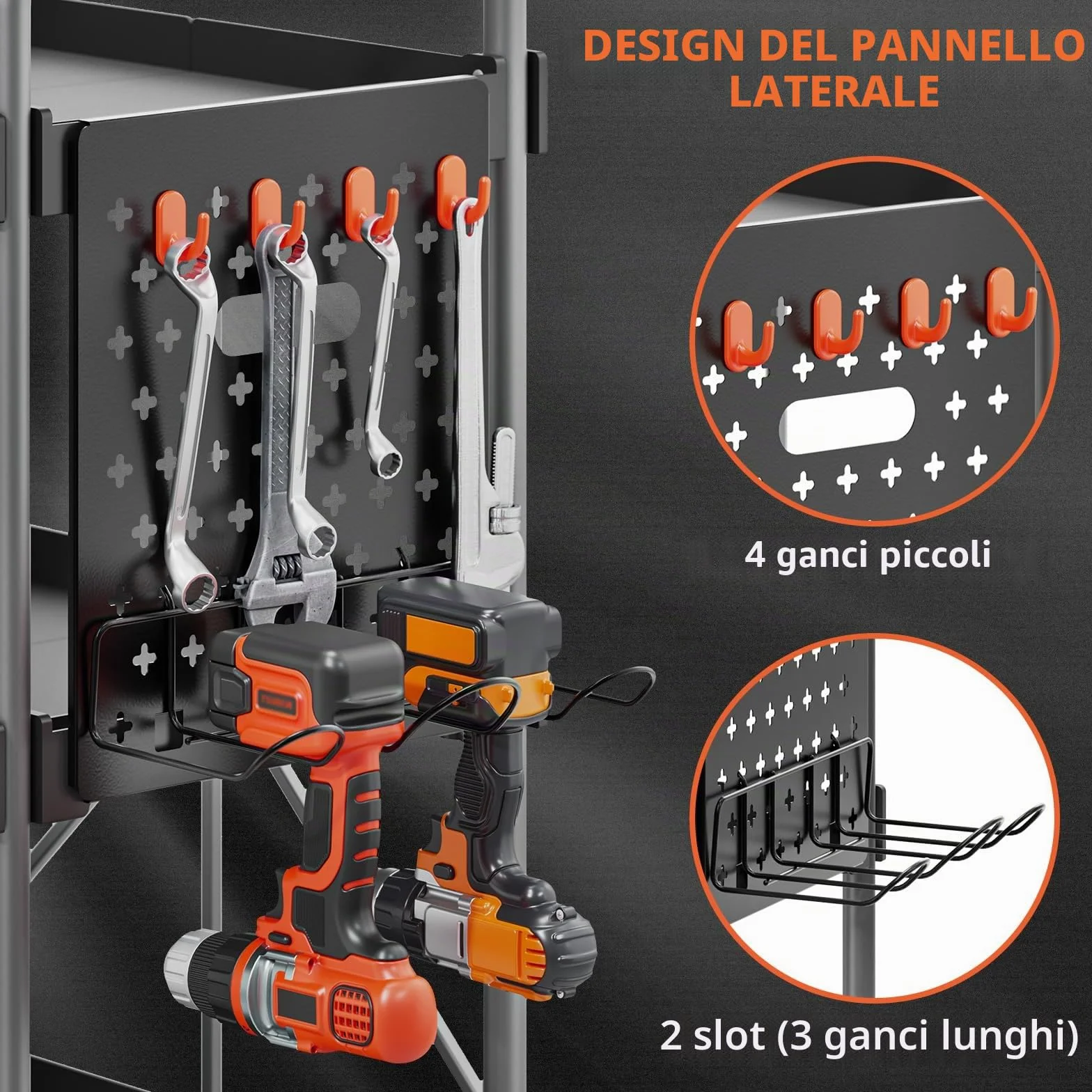 KINGRACK Carrello di Servizio Pieghevole a 3 Ripiani con Ruote e Maniglia Ergonomica, Carrello Portautensili Multiuso, Carrello Porta Attrezzi, Carrello Portaoggetti Casa Ufficio Garage Officina, Nero