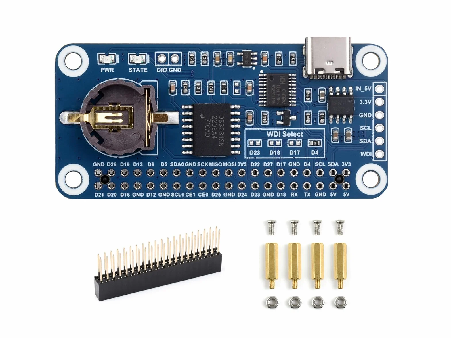 RTC WatchDog HAT per Raspberry Pi 4B/3B+/3B/2B/Zero W/Zero WH/Zero 2W/Jetson Nano, chip RTC ad alta precisione DS3231SN integrato, orologio in tempo reale, watchdog, monitoraggio reset automatico,