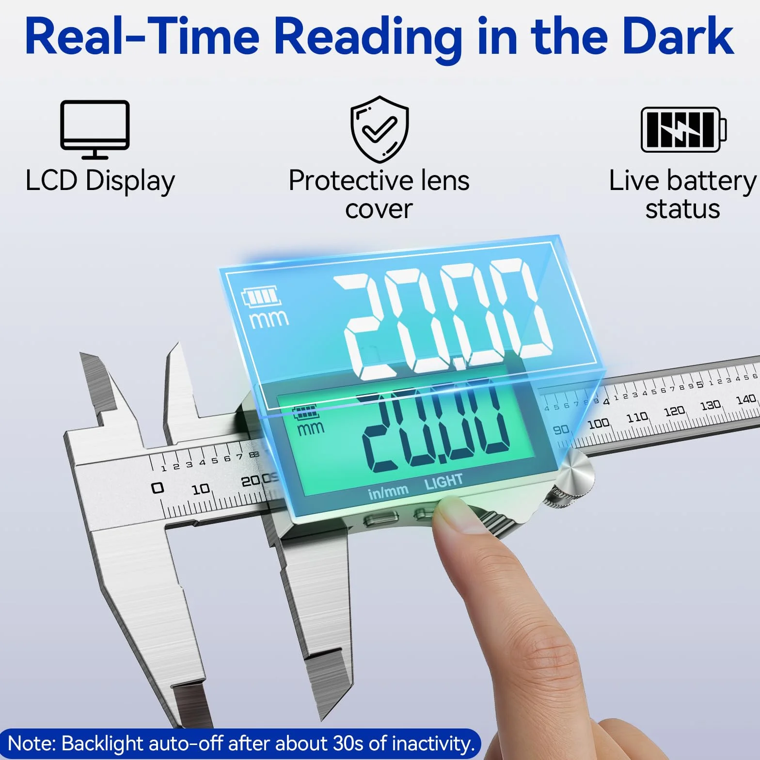 Preciva Calibro Digitale, Calibri Ricaricabile, Calibro Elettronico in Acciaio Inox con Ampio Schermo LCD Retroilluminato, Plicometro Professionale per Officina, Meccanica, Fai da Te