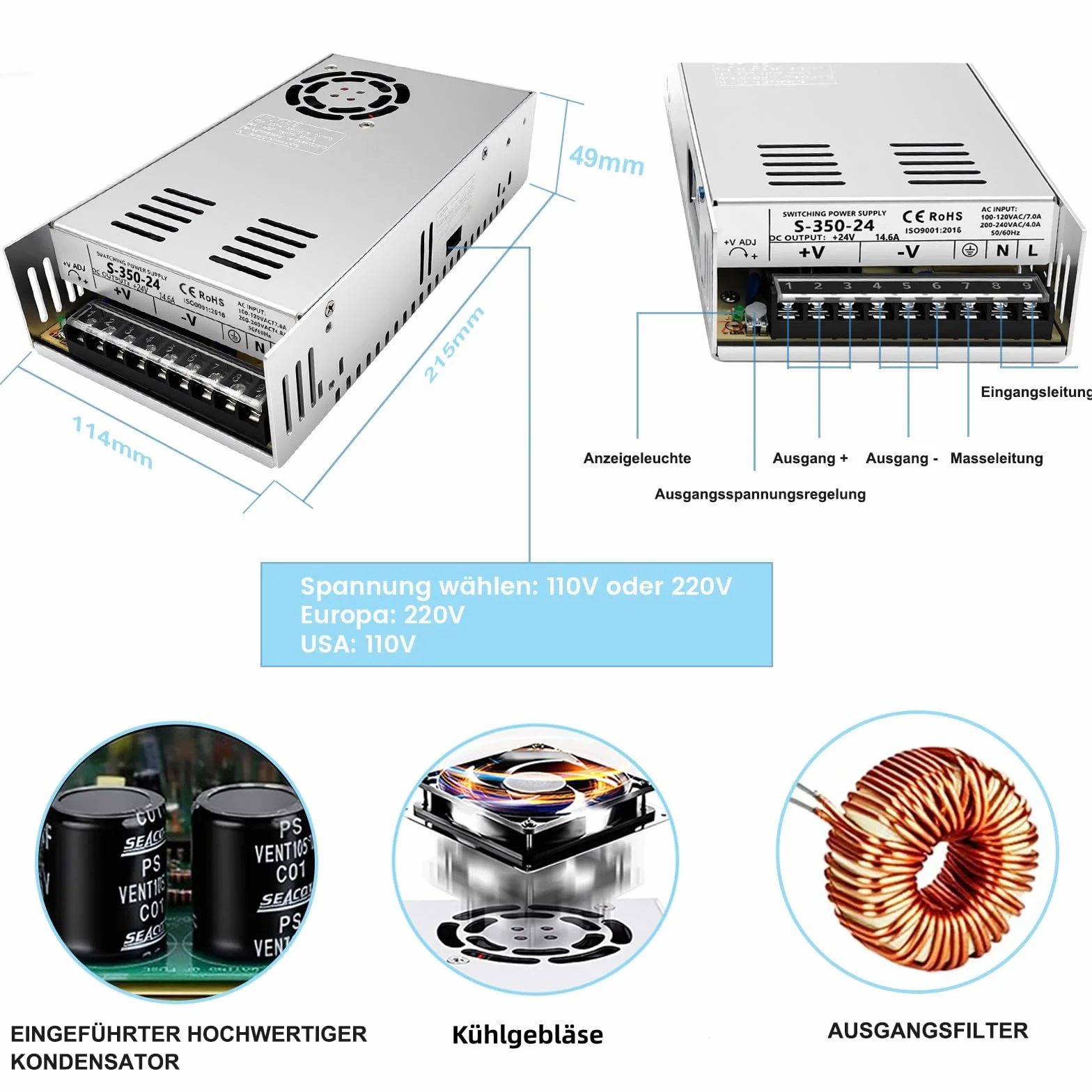 Nema 23 Kit motore passo-passo con 3 pezzi Nema23 57 mm 3 Nm stepper motore stepper e driver DM556 e 1 alimentatore da 350 W 24 V e scheda di controllo Mach3 CNC per macchine per incisione, set di