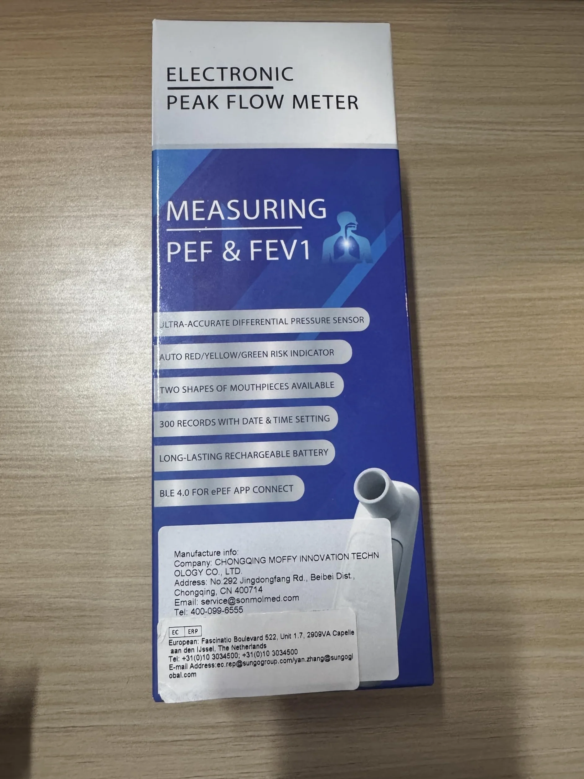 Nascool Peak Flow - Spirometro digitale per asma BPCO PEF FEV1