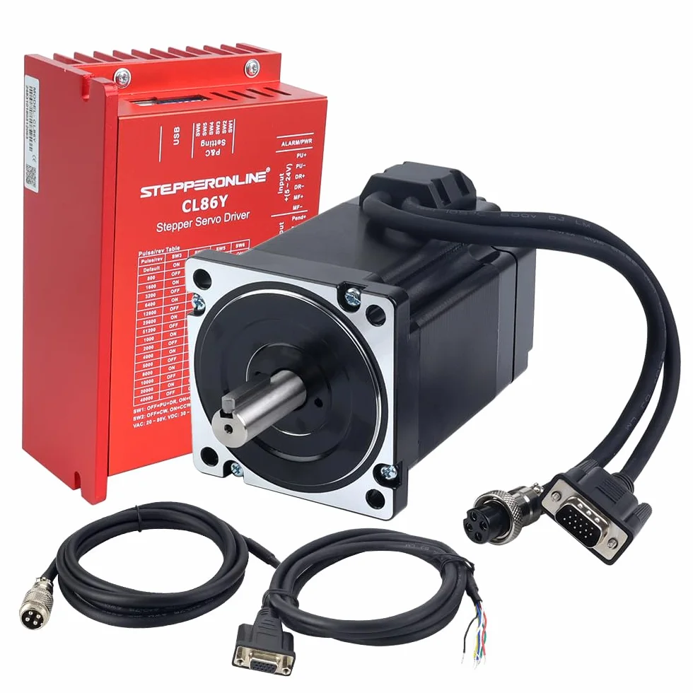 STEPPERONLINE YS Serie 1 asse Closed Loop-Stepper Kit 6,50 Nm (920,48 ozin), motore Nema 34 con cavo da 2,0 m e driver 0-8,5 A, 20-80 VAC/30-110 VDC