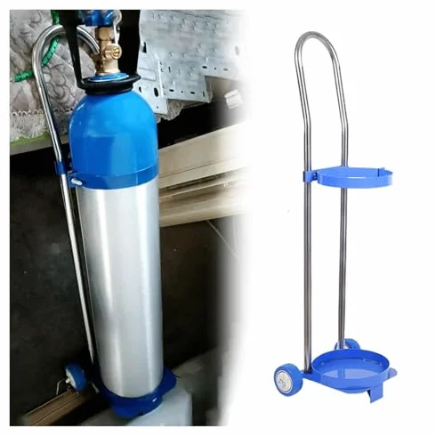 Generico Carrello portabombole in Acciaio, scaffale per bombole di Gas da Pavimento, scaffale portabombole in Acciaio con Ruote, Supporto Mobile per bombole di Gas resis
