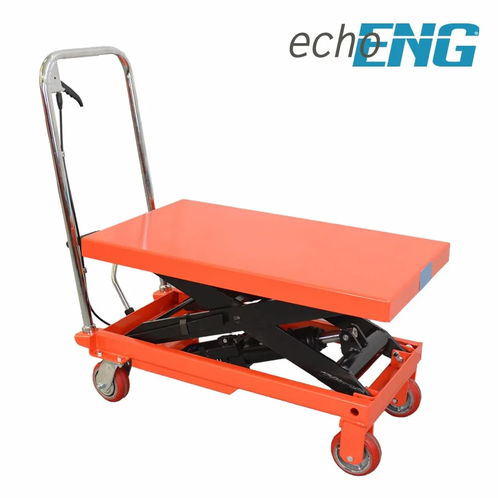 Carrello sollevatore con piattaforma a pantografo con ruote, transpallet a forbice 900 mm, manuale sollevatore idraulico per trasporto piattaforma 300 kg echoENG - MA SL CP30