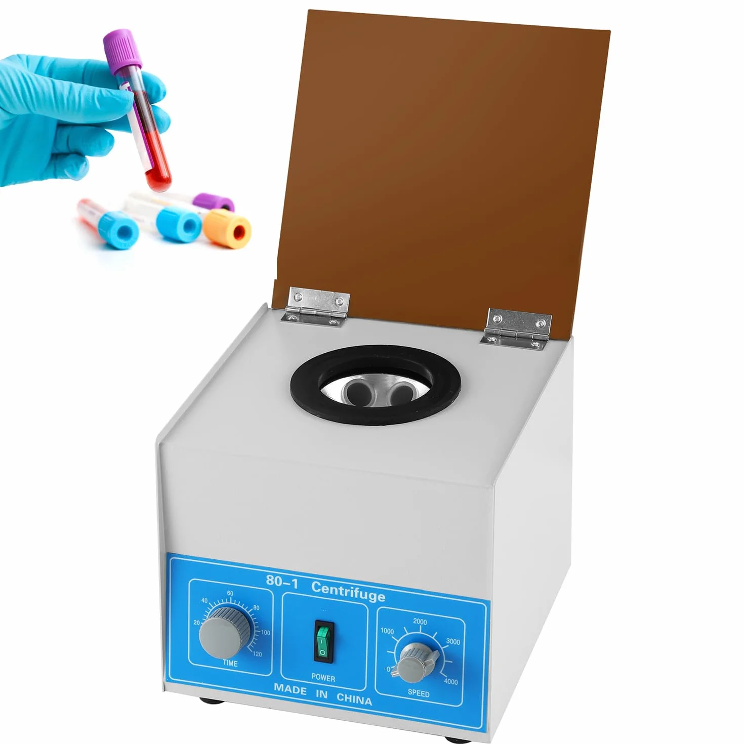 Mxmoonant Macchina centrifuga 6 x 20 ml, 1790 x g, 4000 rpm, timer 120 min, 6 kg, 245 x 270 x 220 mm, adatta per tubi di prova da 20 ml/15 ml/10 ml/5 ml, per separazione di campioni, analisi