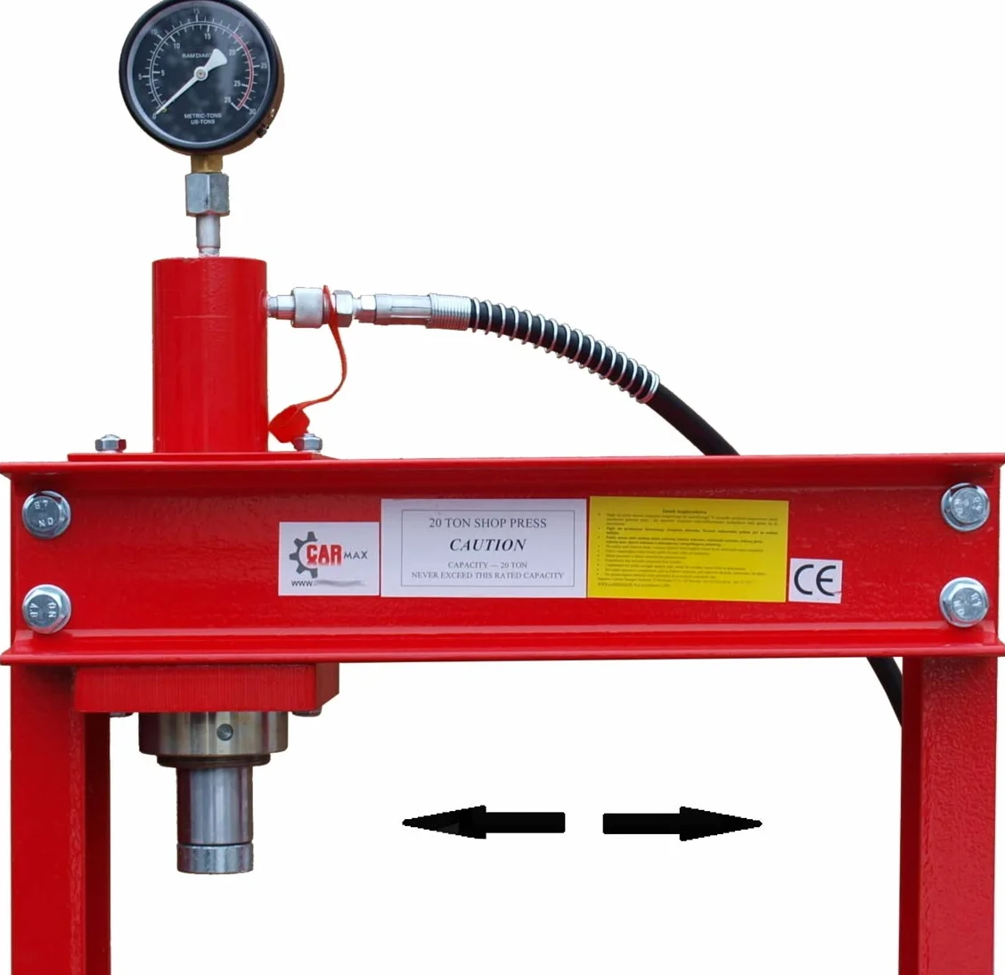 Carmax - Pressa da officina 20T con 2 pompe + raccordo a pressione, set da 52 pezzi + set di mandrini a pressione, 8 pezzi