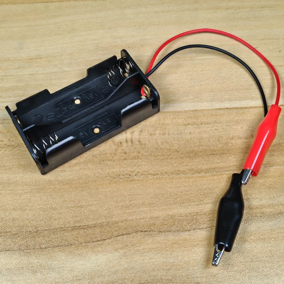 Gebildet Portabatterie Doppio AA, Portabatterie AA da 2x 1.5 V con Cavi con Clip a Coccodrillo, Portabatterie AA con Cavi con Clip a Coccodrillo (Confezione da 6)