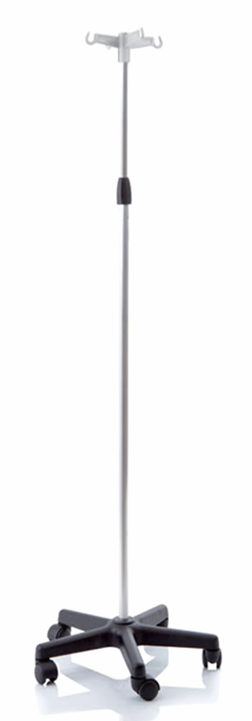 Asta Porta flebo in alluminio anodizzato 4 ganci base con ruote