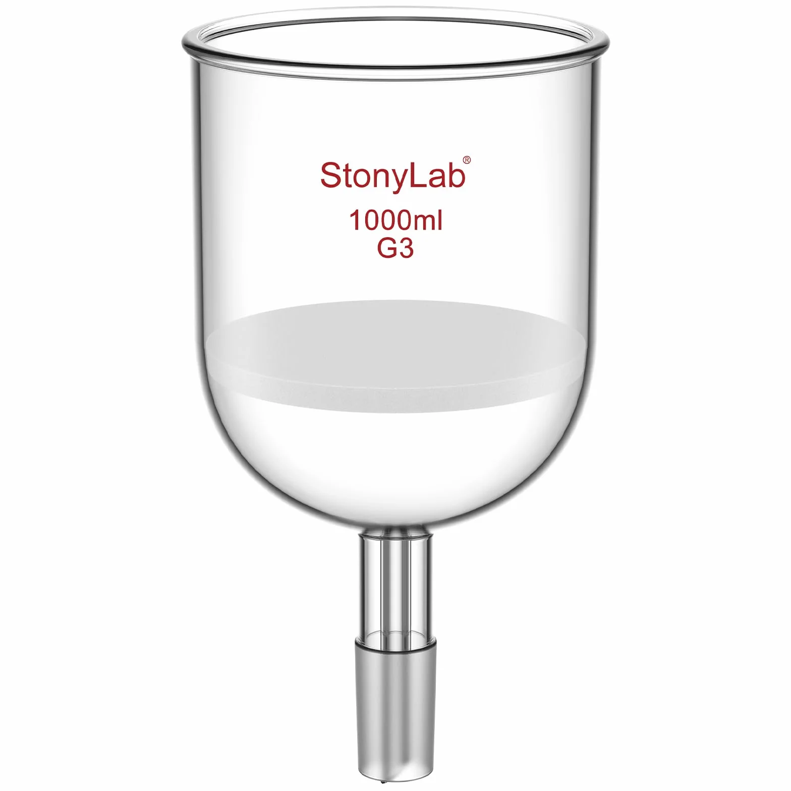 stonyLab Imbuto di Filtrazione Buchner in Vetro Borosilicato con Disco di Filtro Fine (G3) e Giunto Standard Inferiore 24/40, 1000 ml