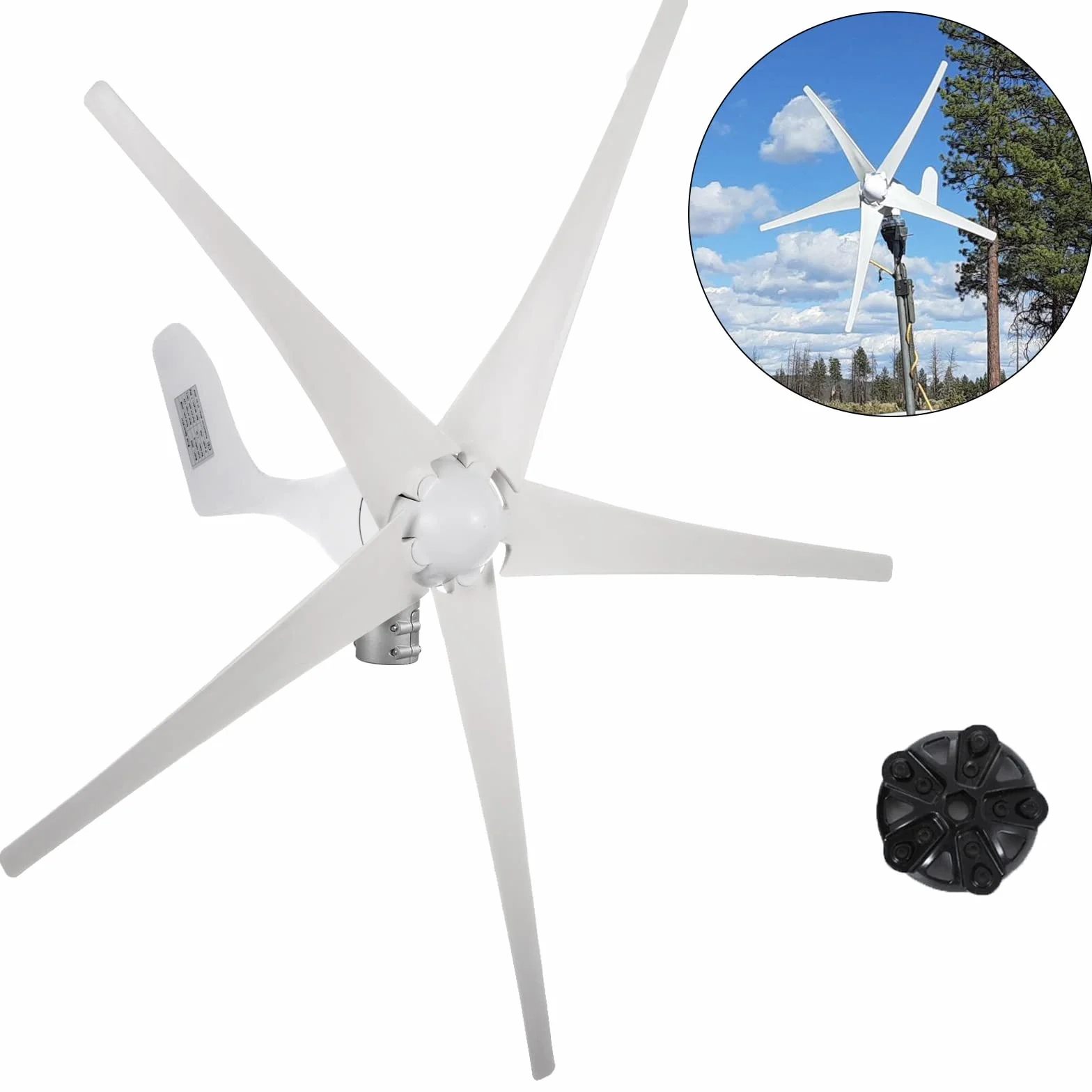 VEVOR Generatore Eolico da 500 W Generatore Eolico CC 12V 5 Pale Bassa Velocità del Vento Avvio di Luci Stradali da Giardino Turbine Eoliche con Regolatore di Carica (Lama/CC 12V)