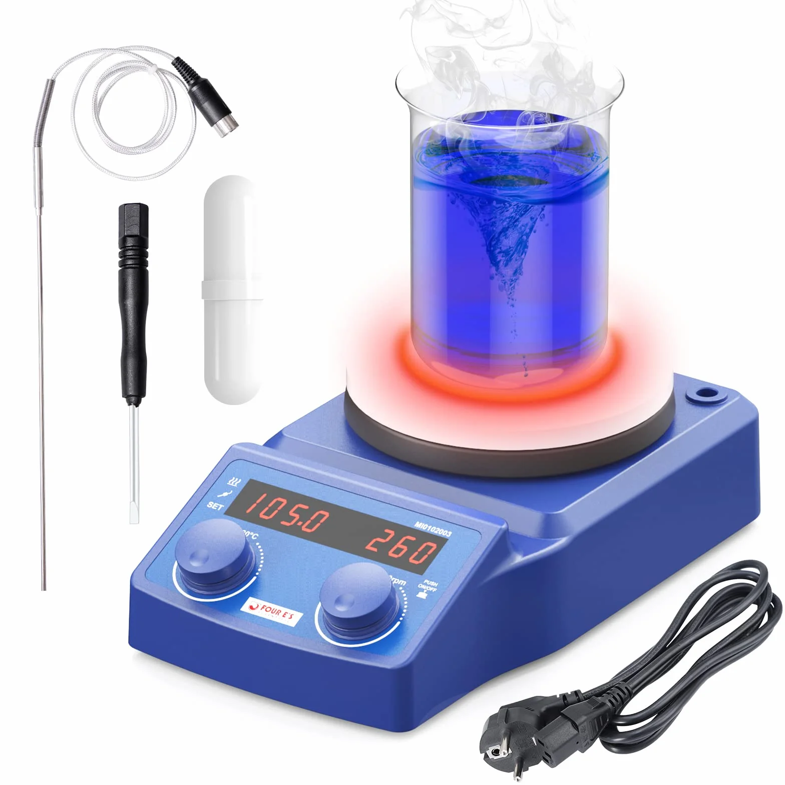 Agitatore Magnetico Riscaldante 280°C 100-1500giri/min 5L Agitatore Magnetico con Piastra Riscaldante 135mm Miscelatore Magnetico da Laboratorio