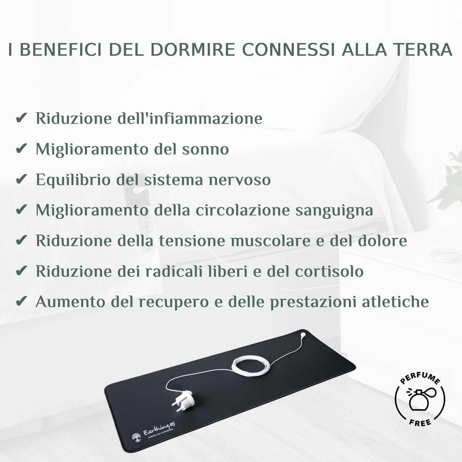 Tappetino Earthing Grounding per Connessione a Terra – Riduzione Stress, Miglioramento Sonno ed Equilibrio Energetico – Salute Naturale da Casa o Ufficio