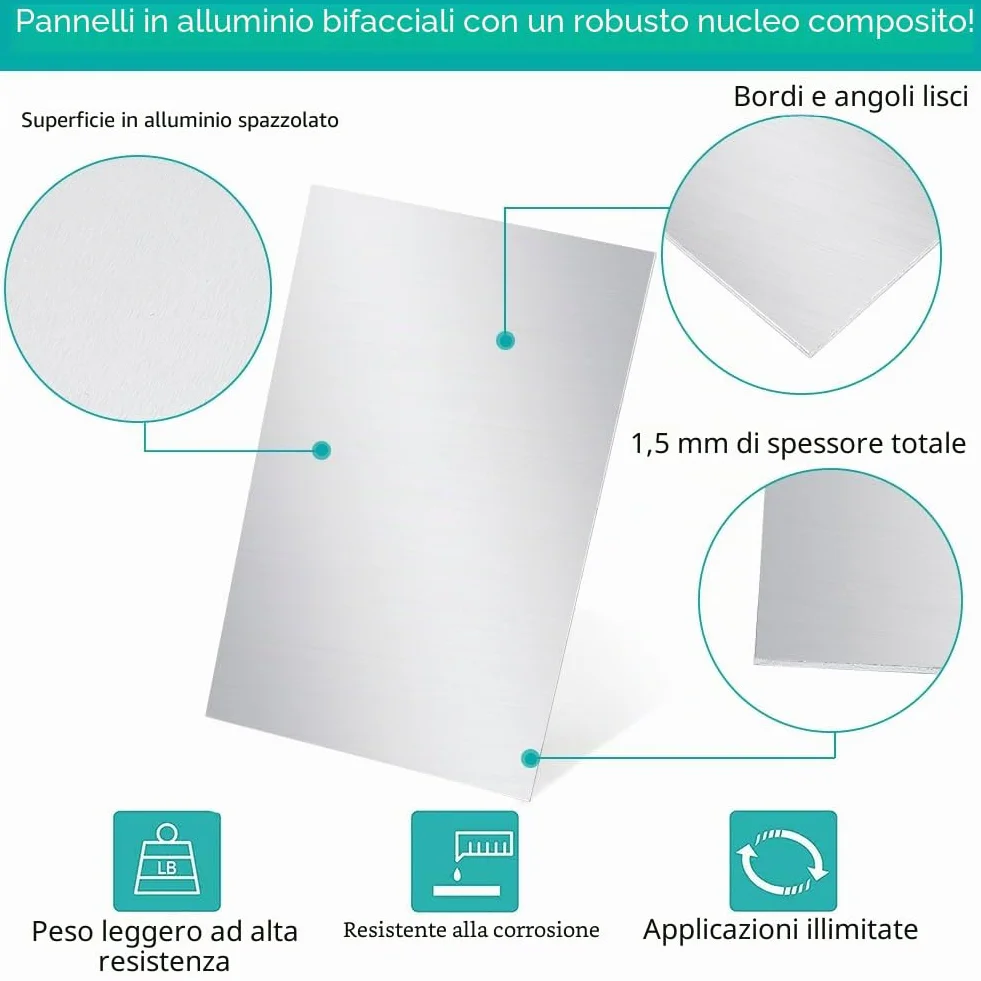 BENECREAT 2 Pezzi Lamiera d'Alluminio 20x30 cm, Piastra Rettangolare Robusta con Pellicola Protettiva per Decorazione, Imballaggio e Costruzione, Spessore 1,5 mm